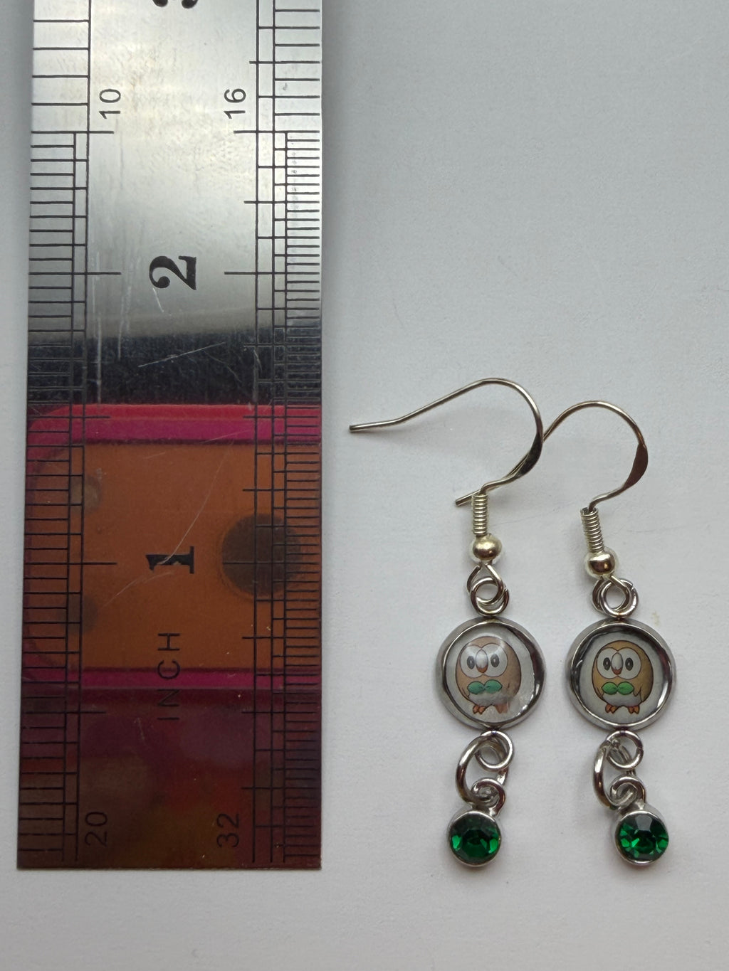 Rowlet Upcycled Card Earrings