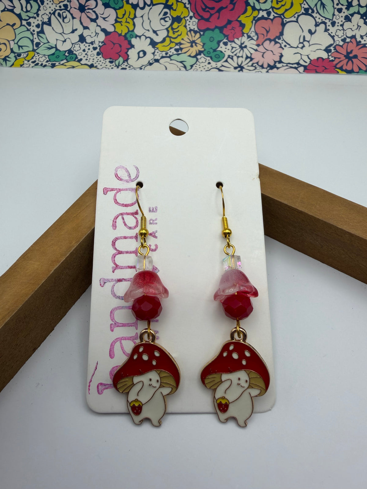 Mushroom Flower Cap Beaded Earrings