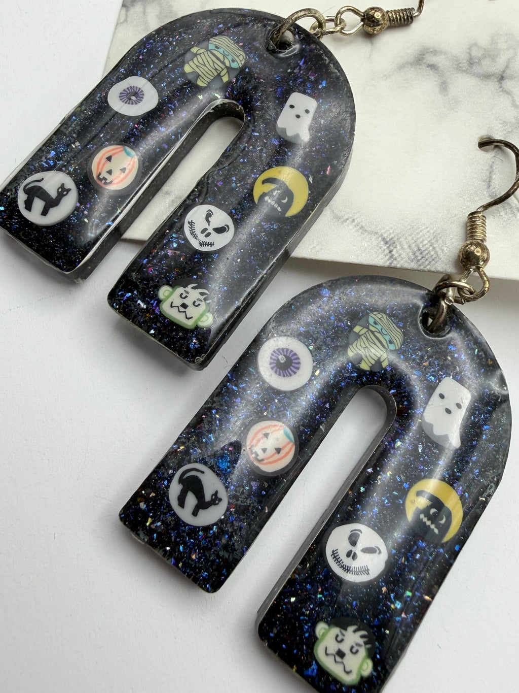 Halloween Black Arch Resin Charmed Earrings