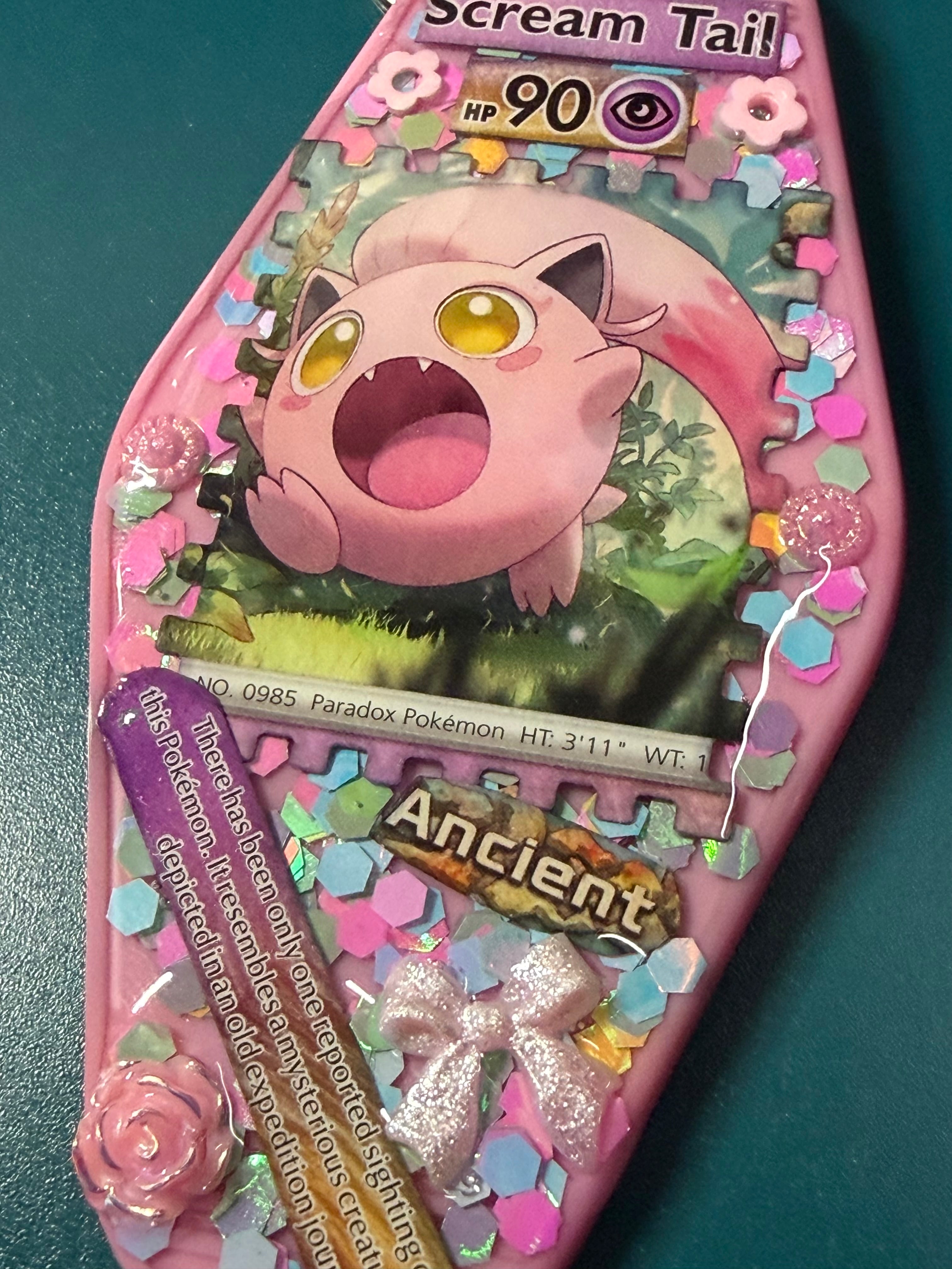 Scream Tail Pokemon Card Upcycled Keychain