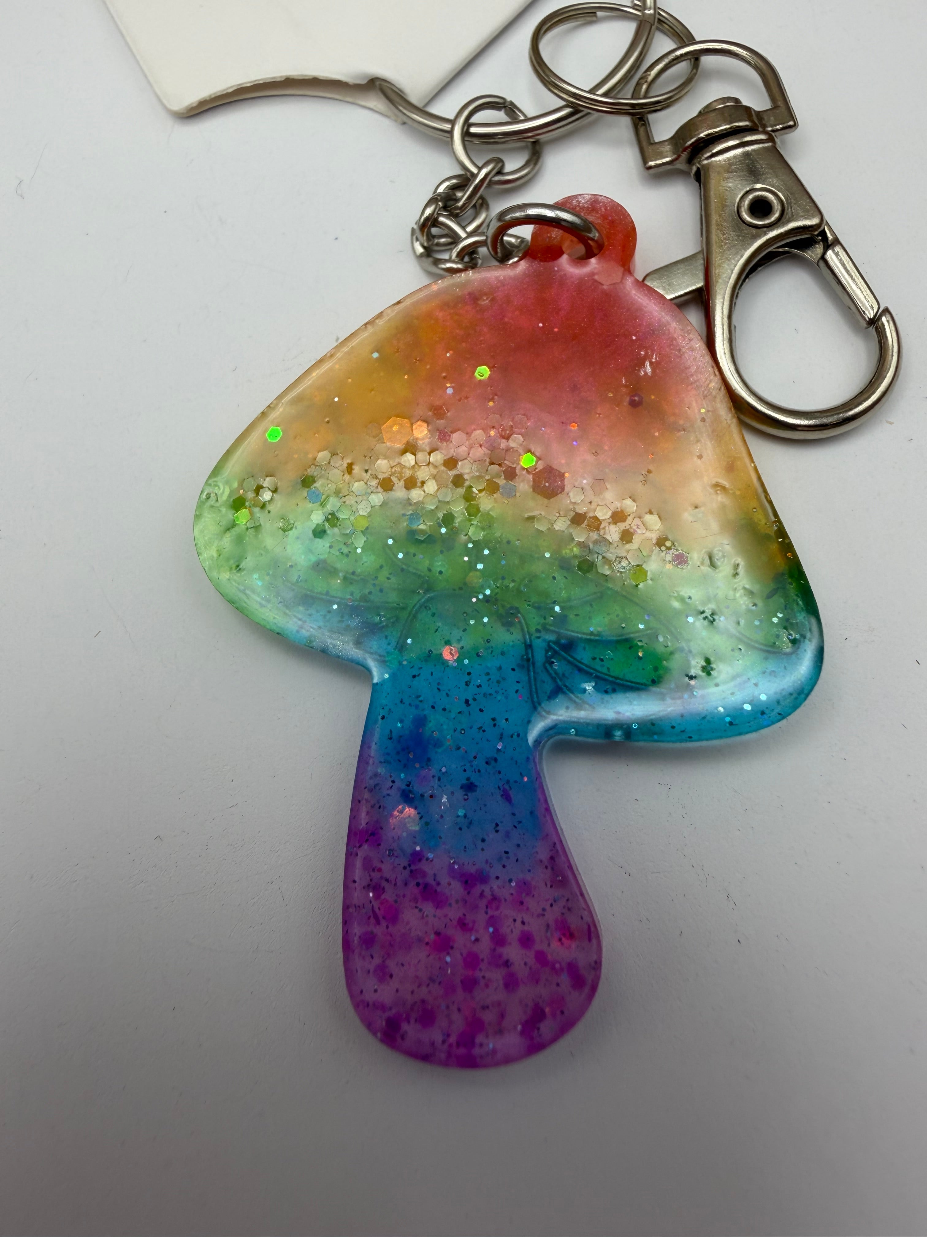 Rainbow Mushroom Keychain