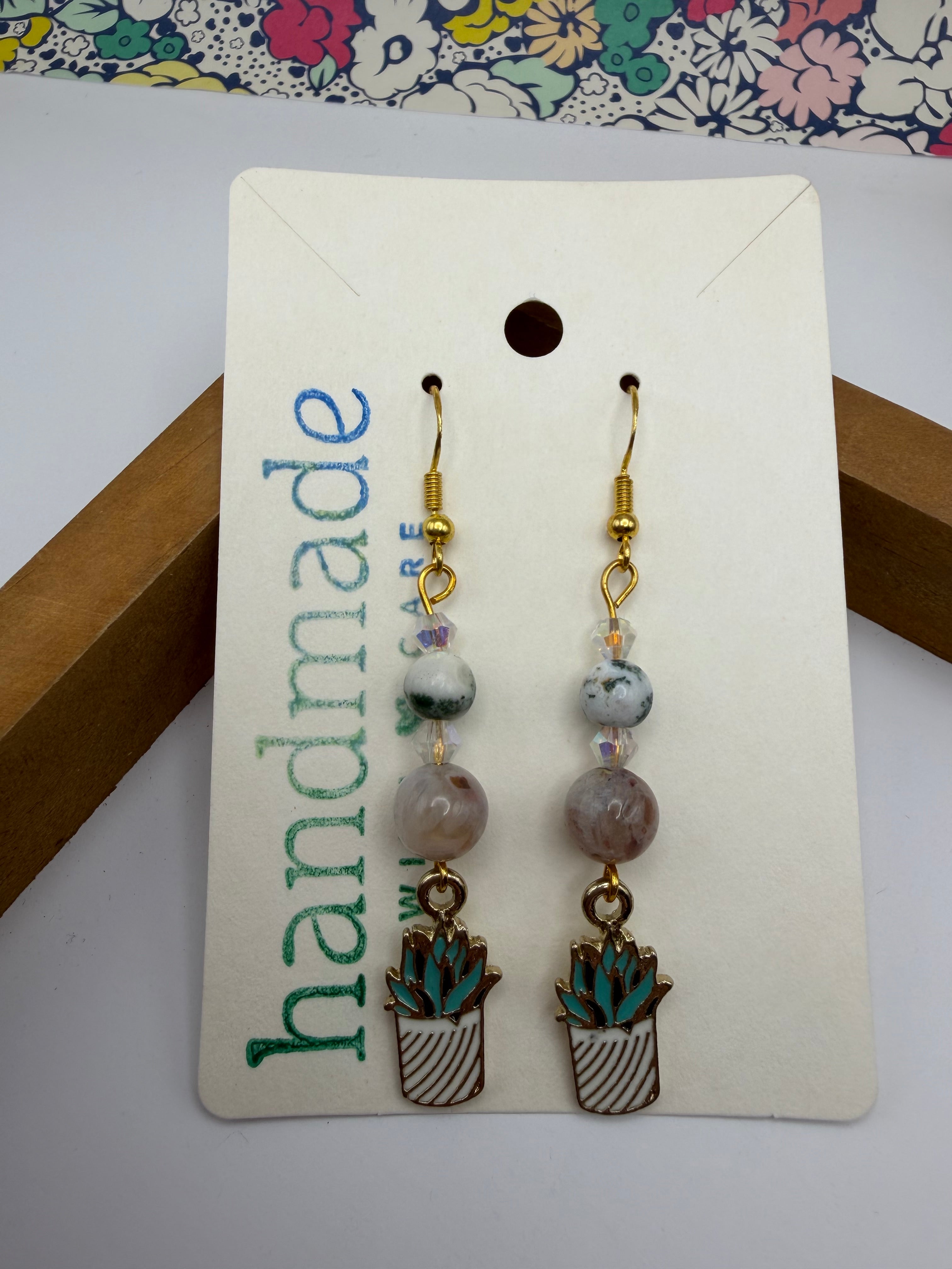 Succulent Beaded Earrings