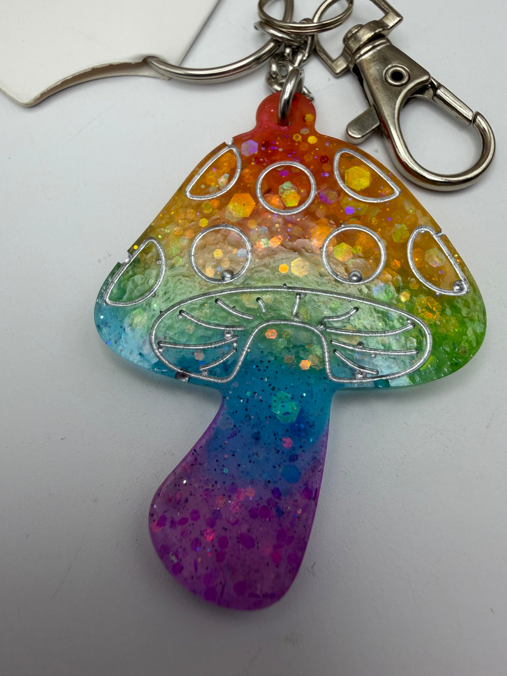 Rainbow Mushroom Keychain