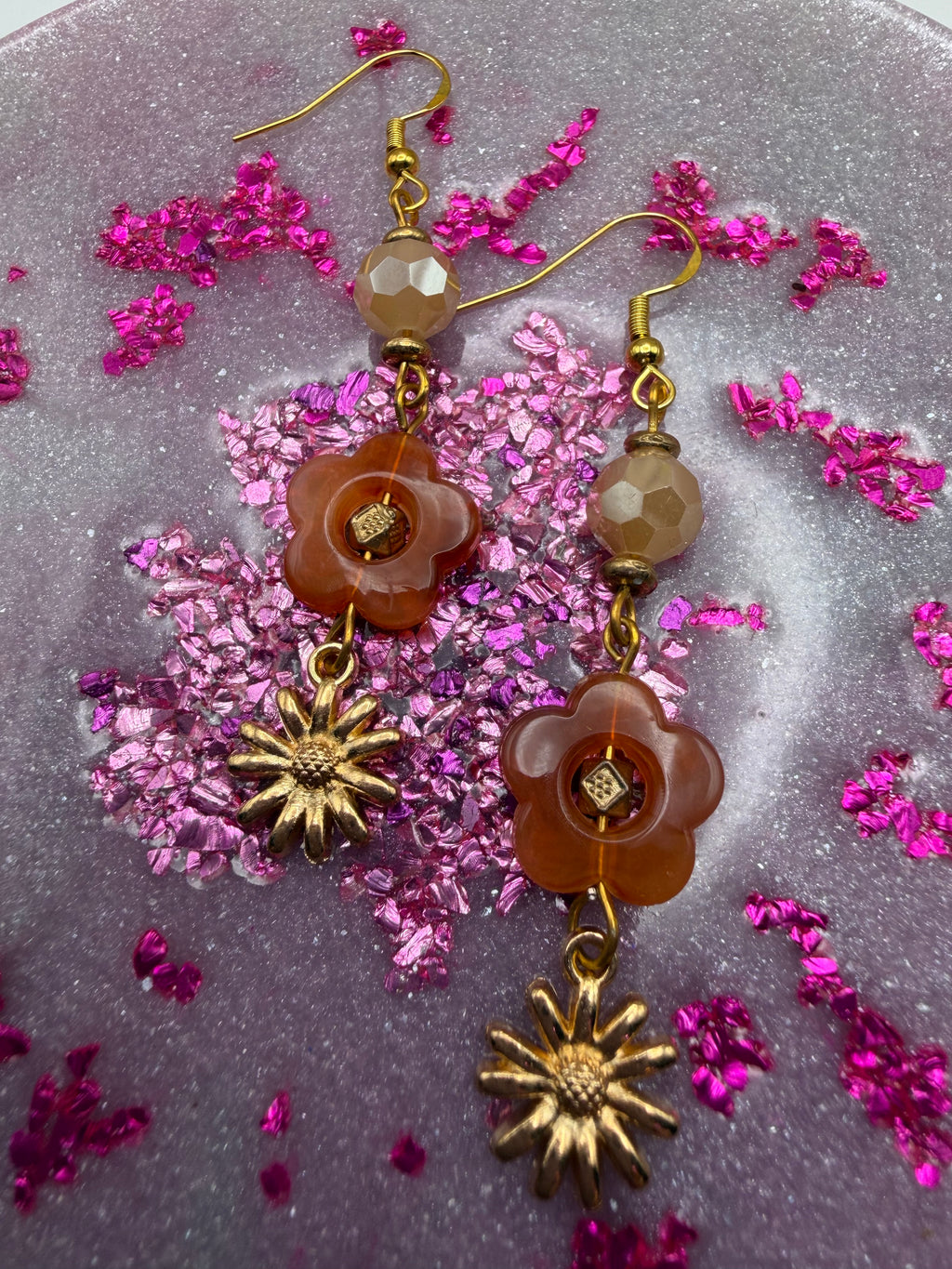 Floral Beaded Dangle Earring
