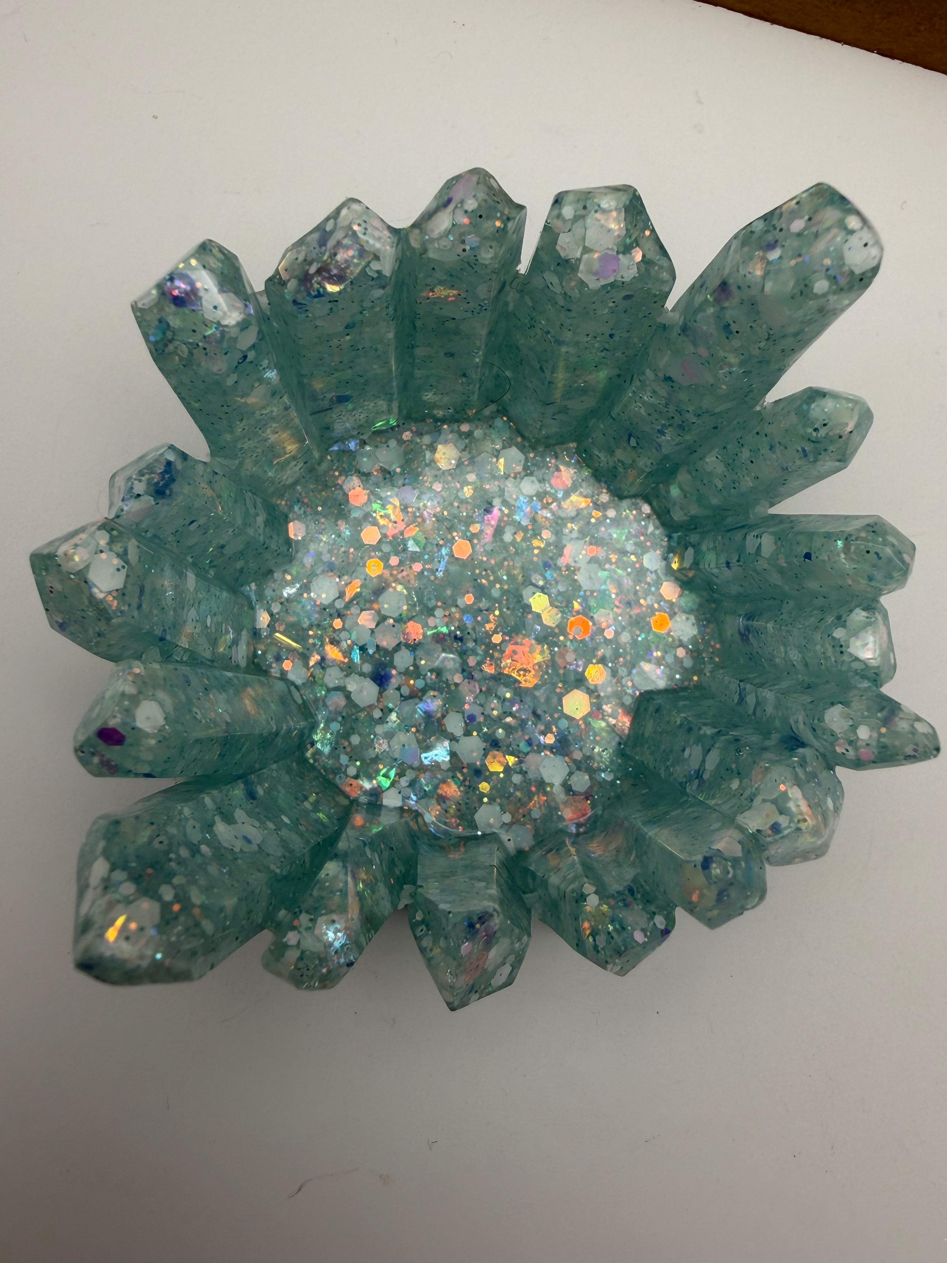 Light Blue Sparkle Crystal Resin Jewelry/Trinket Dish