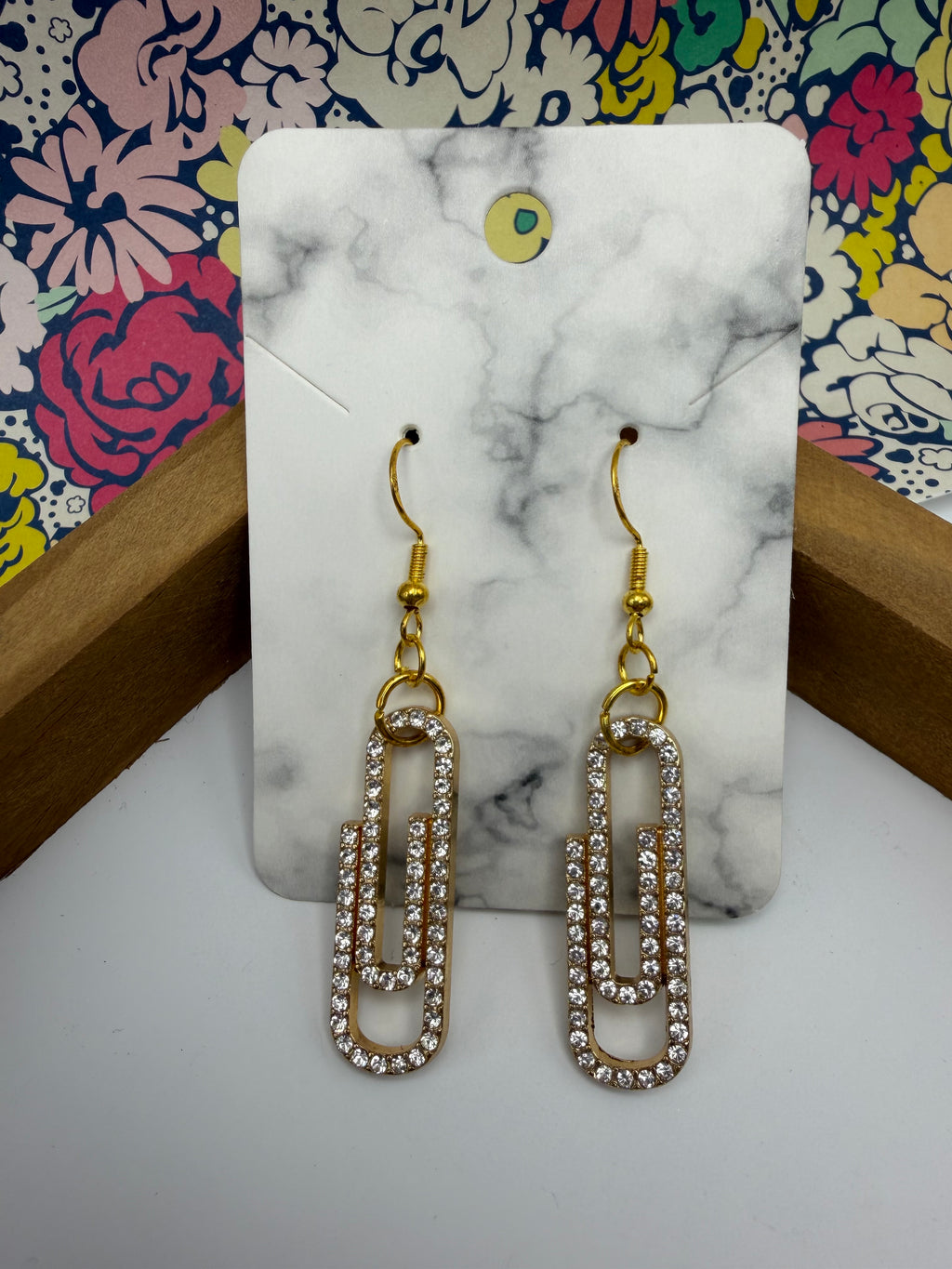 Golden Sparkle Paperclip Earrings