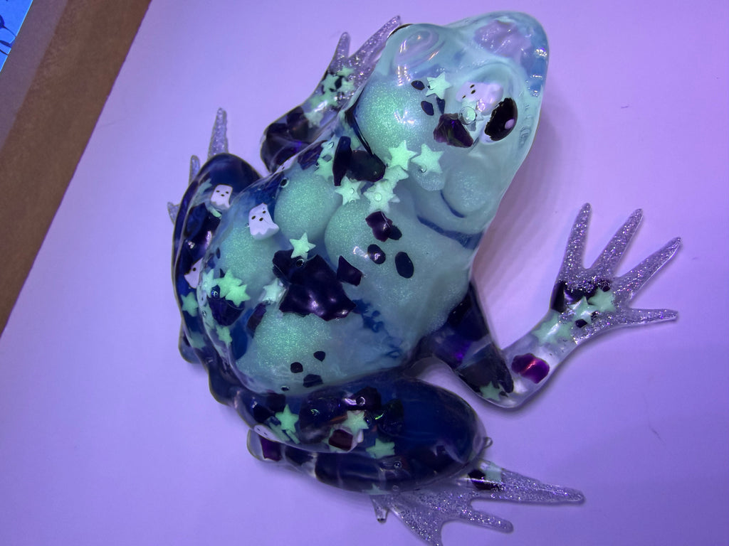 Spooky Glowing Ghost Resin Frog