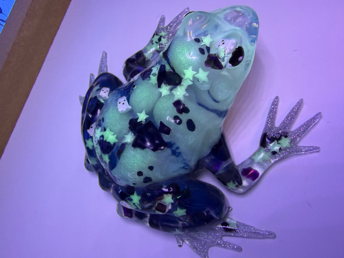 Spooky Glowing Ghost Resin Frog