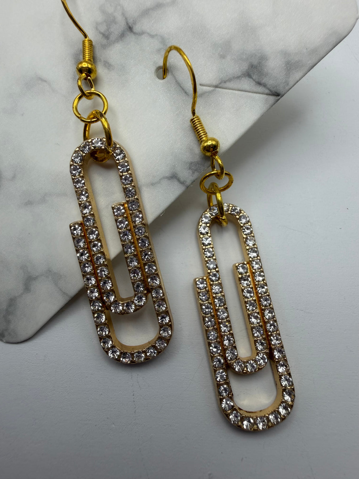 Golden Sparkle Paperclip Earrings