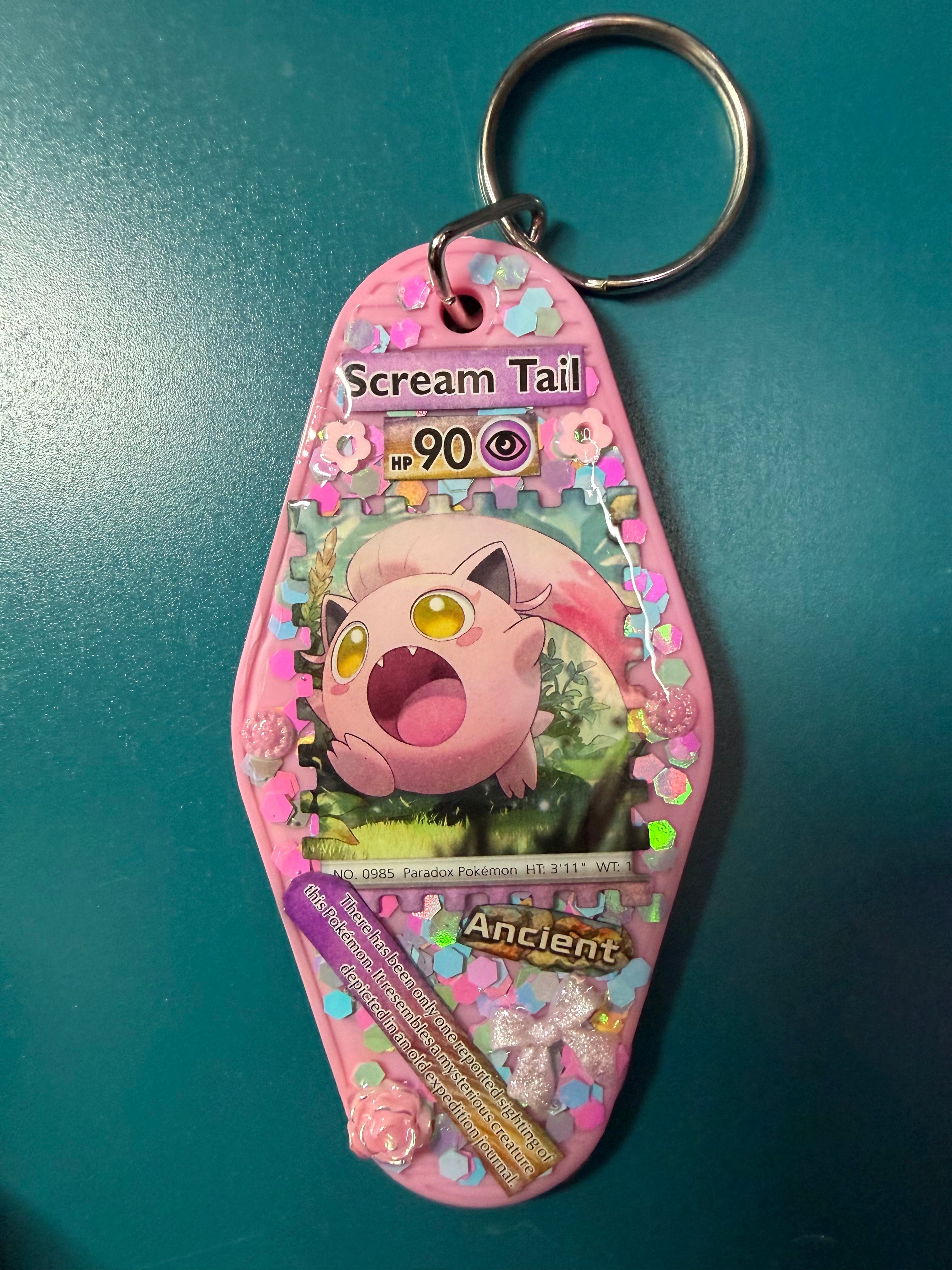 Scream Tail Pokemon Card Upcycled Keychain
