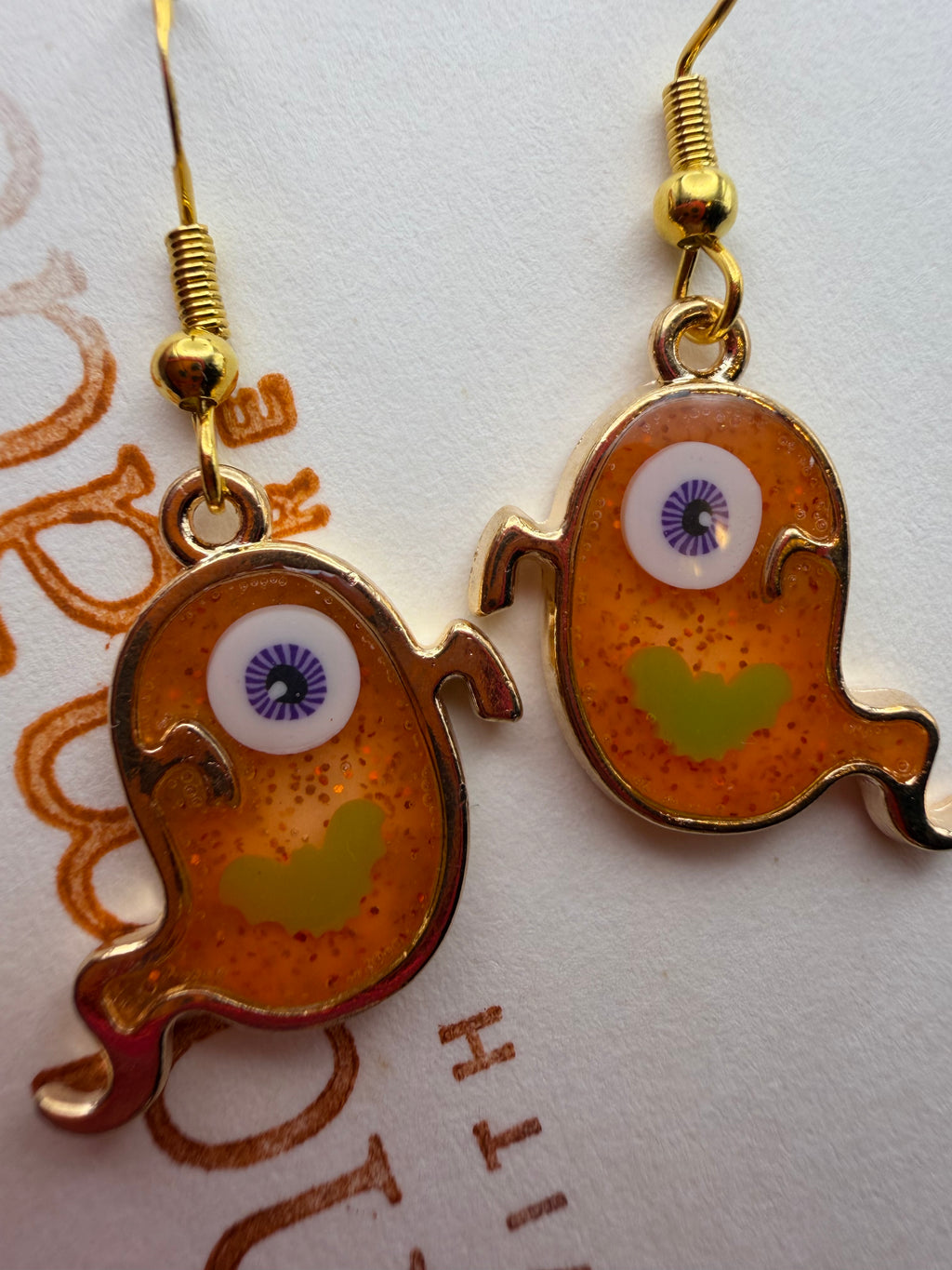Small Orange Ghost Earrings