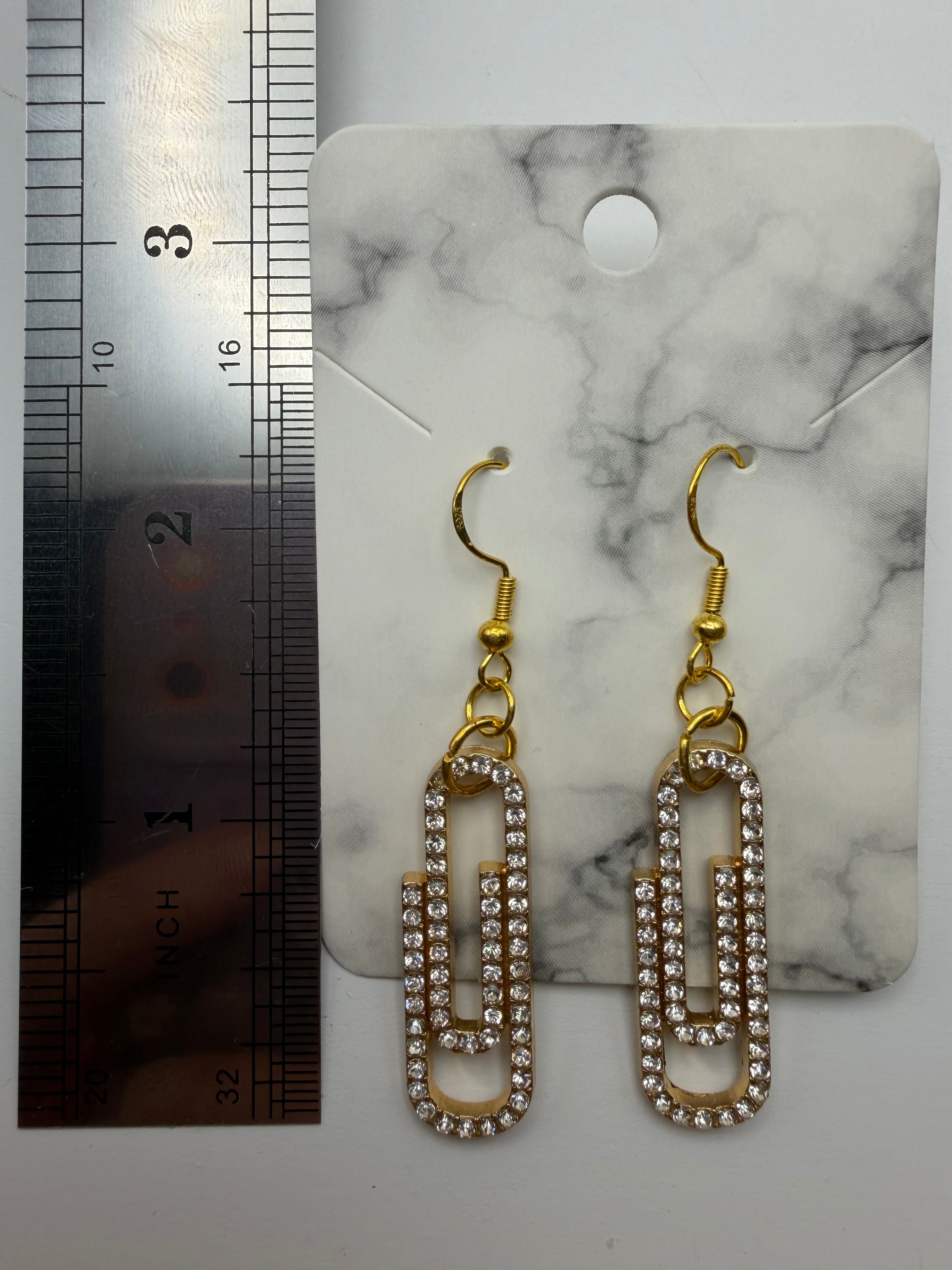 Golden Sparkle Paperclip Earrings