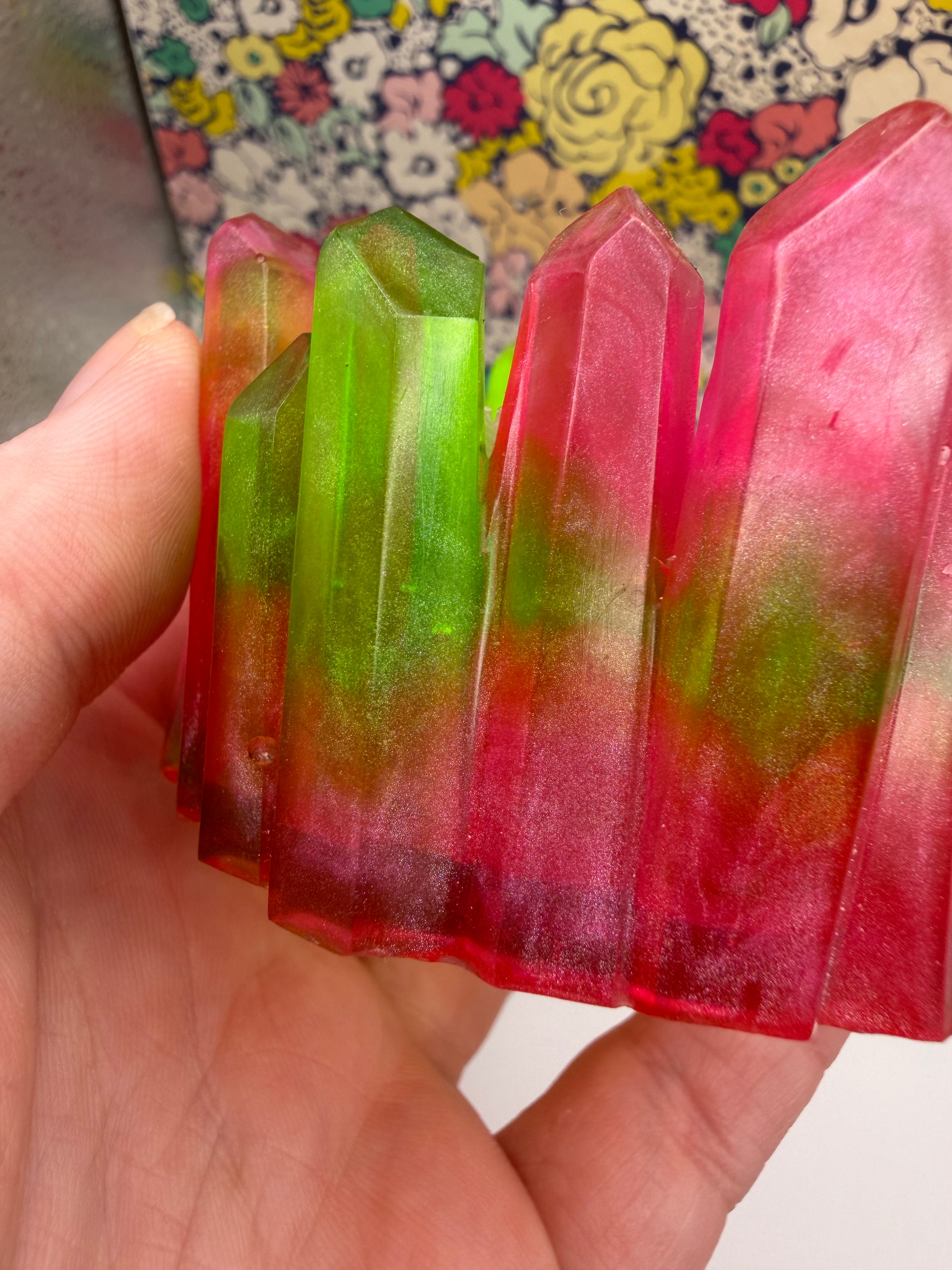 Pink and Green Swirl Resin Crystal Jewelry/Trinket Dish