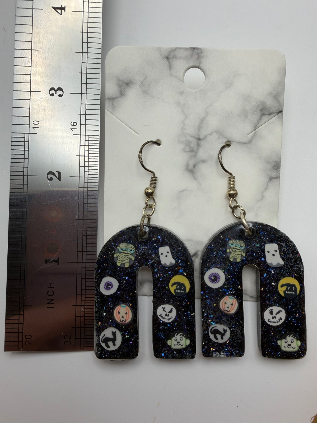 Halloween Black Arch Resin Charmed Earrings