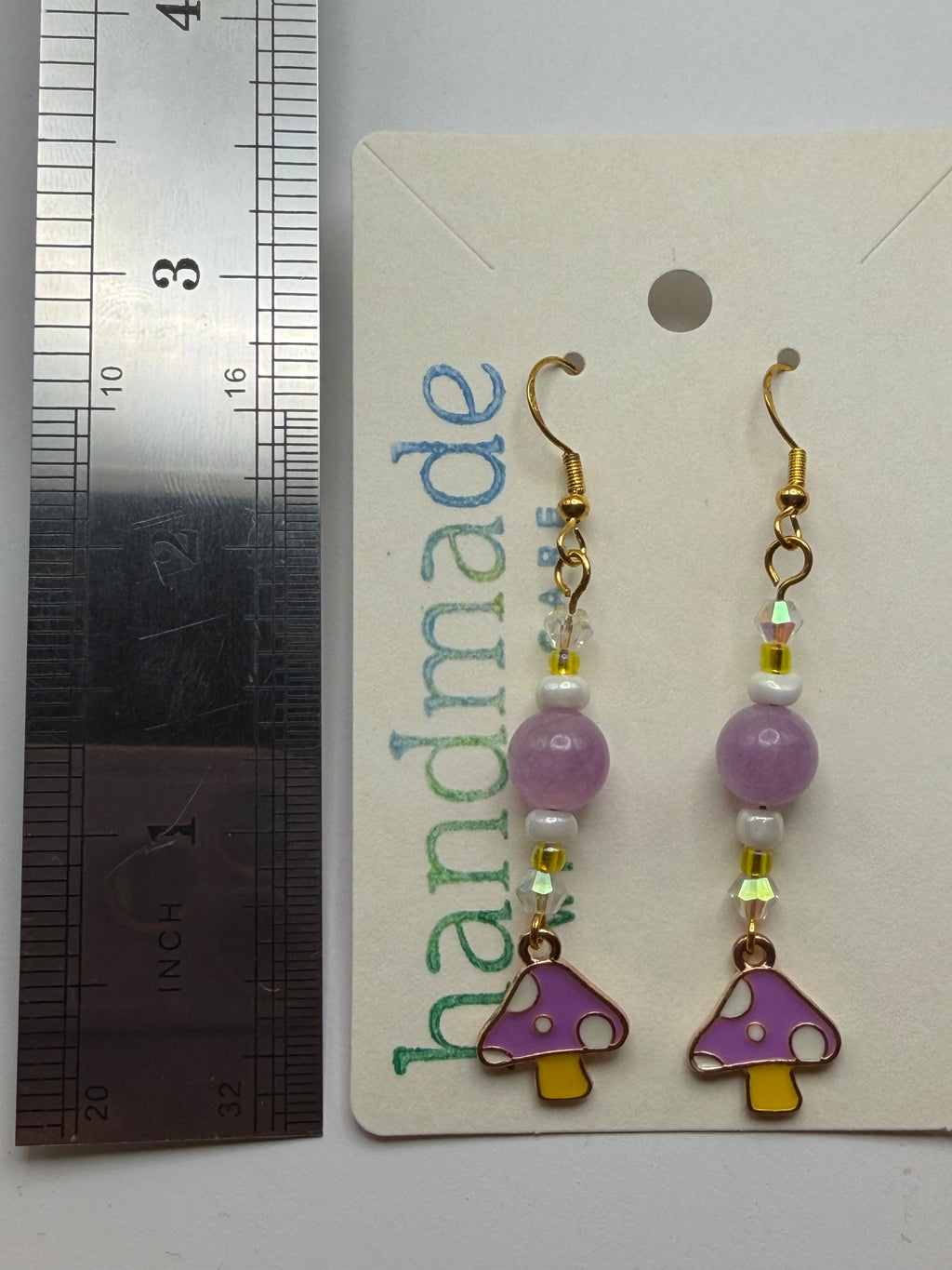 Purple Mushroom Beaded Earrings
