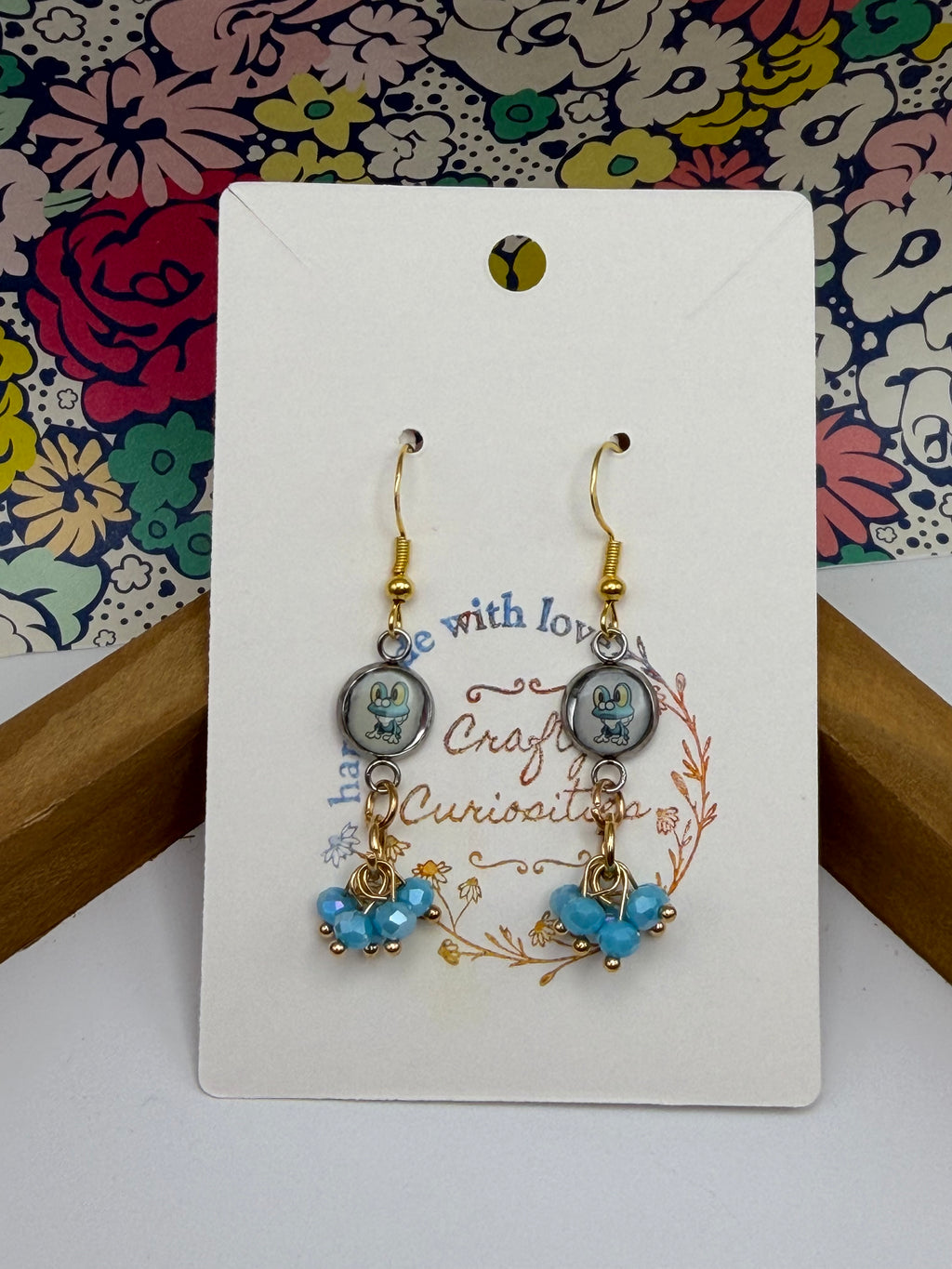 Froakie Upcycled Card Earrings