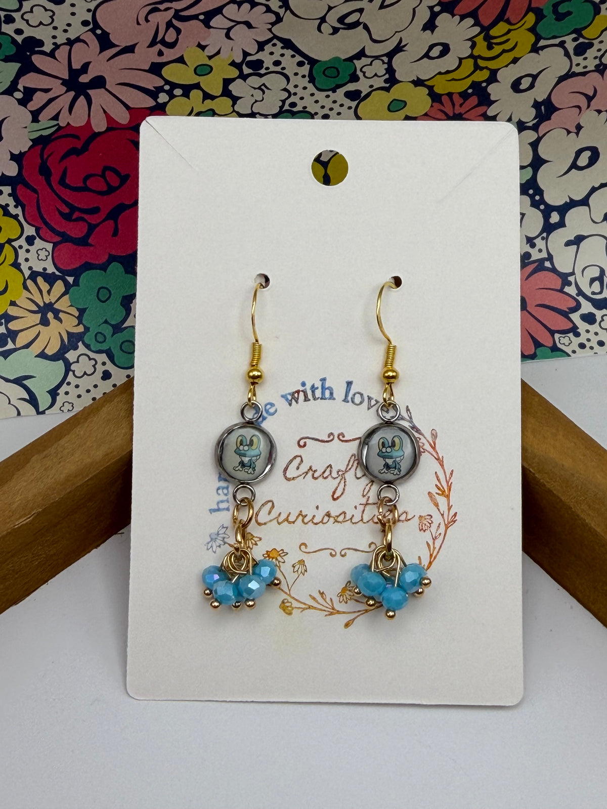 Froakie Upcycled Card Earrings