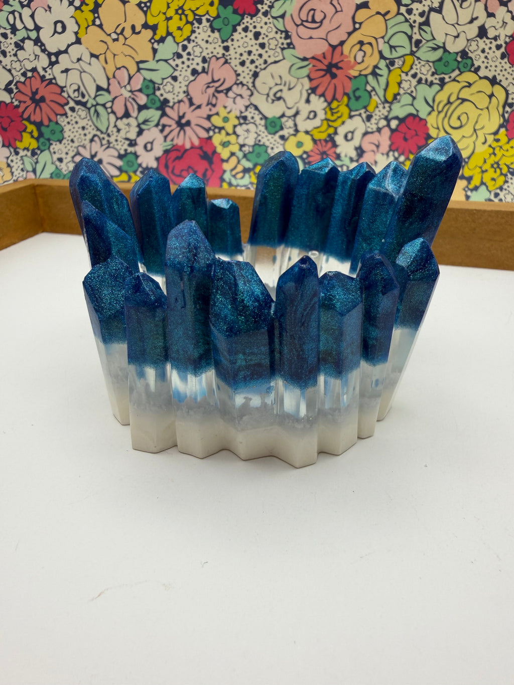Blue and White Resin Crystal Jewelry/Trinket Dish