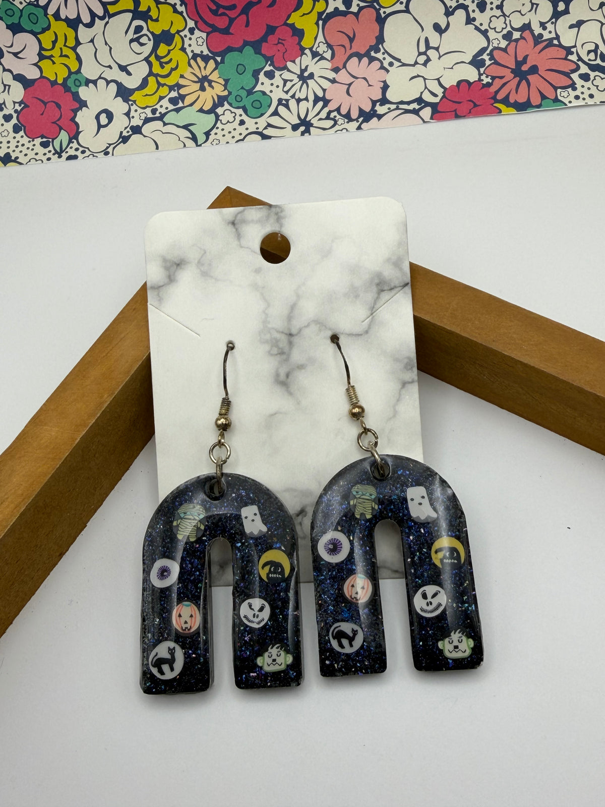 Halloween Black Arch Resin Charmed Earrings