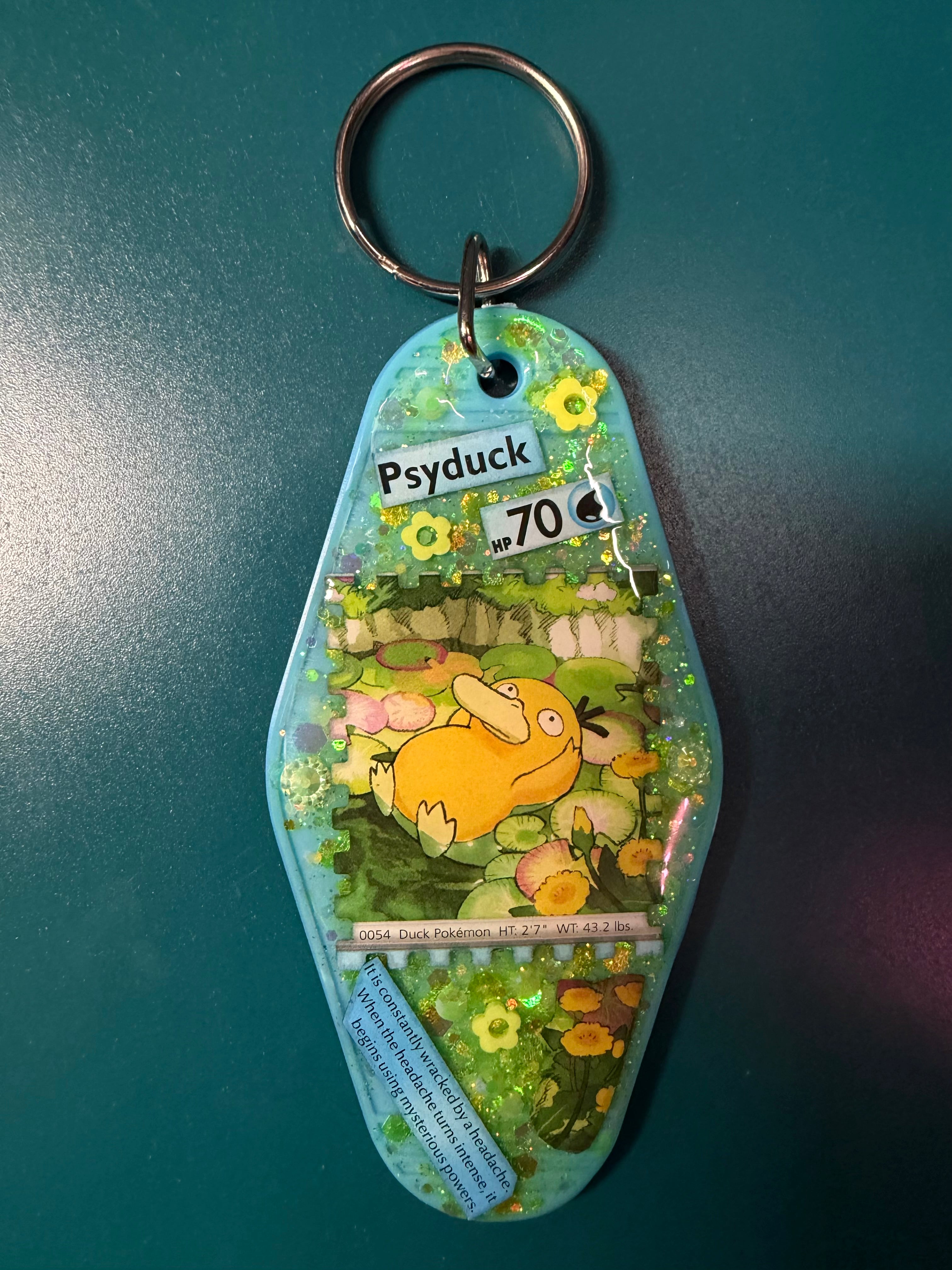 Psyduck Pokemon Card Upcycled Keychain