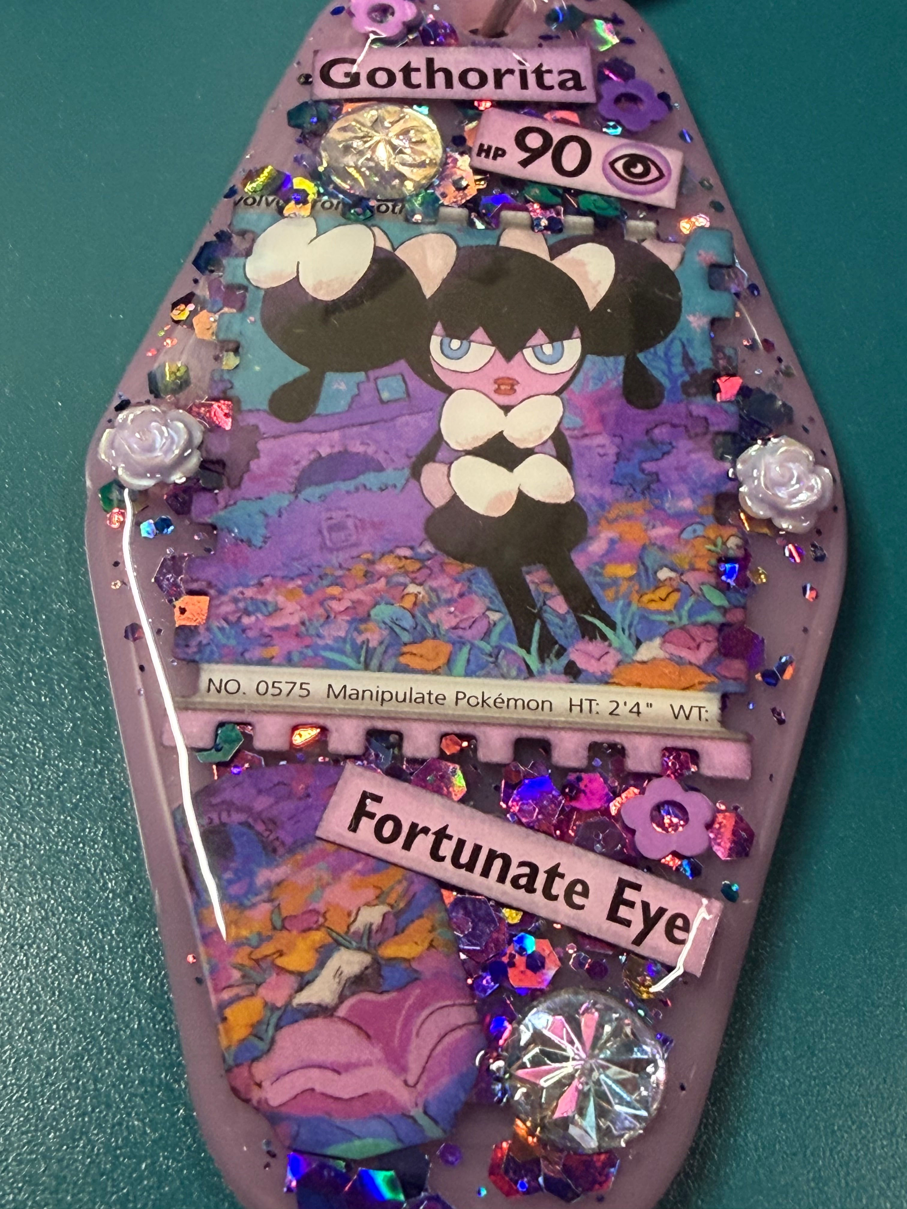 Gothorita Pokemon Card Upcycled Keychain