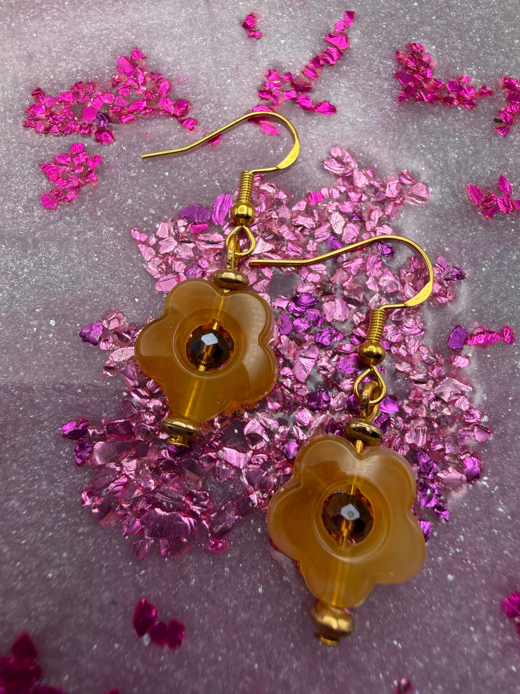 Yellow Flower Beaded Earring