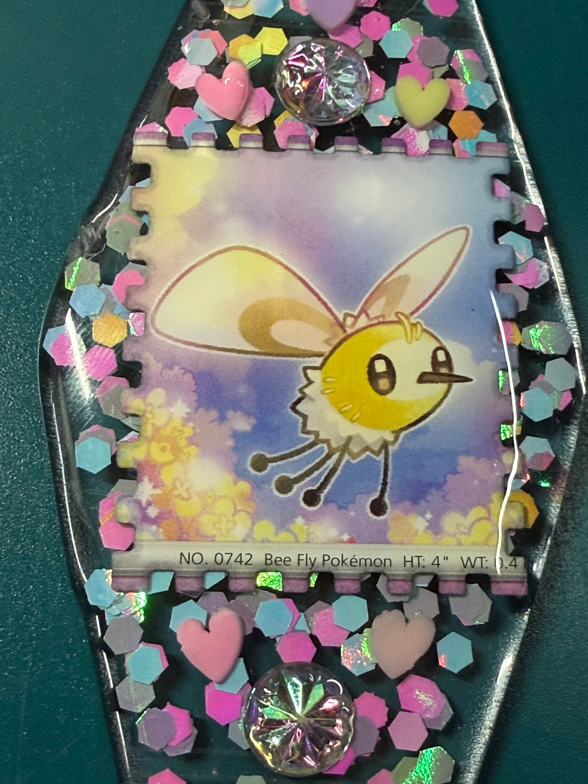 Cutiefly Pokemon Card Upcycled Keychain
