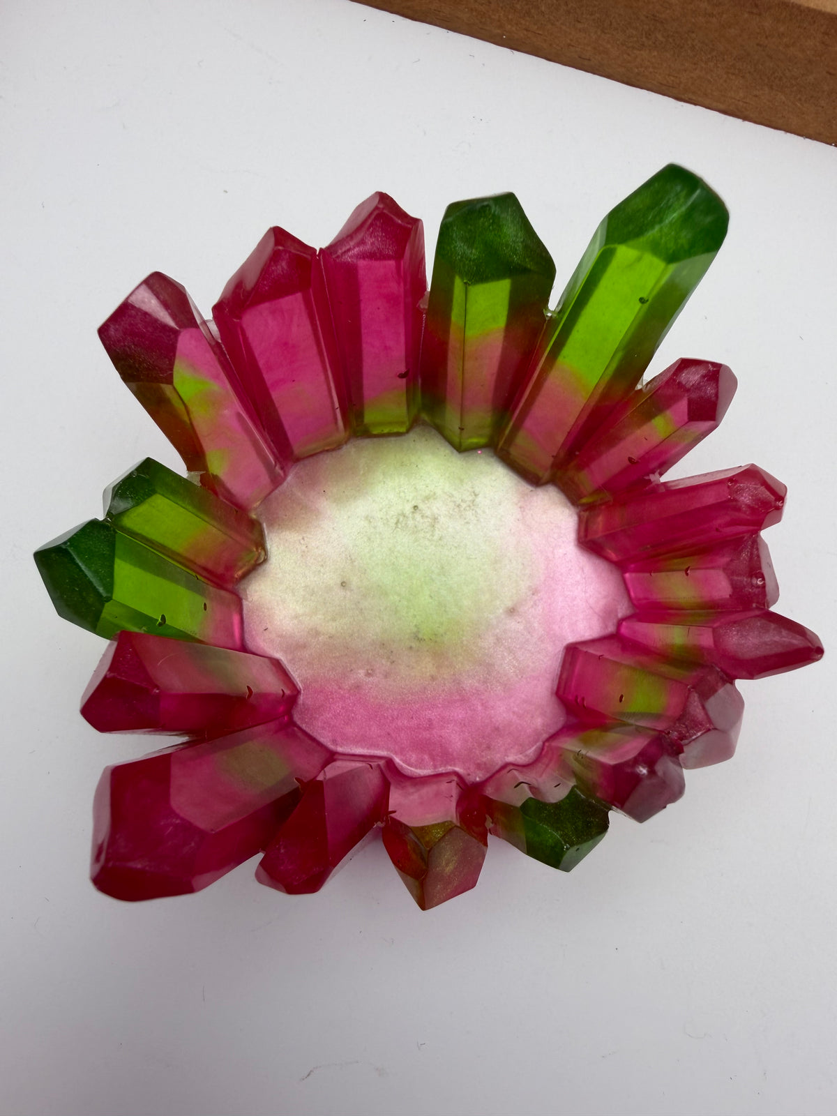Pink and Green Swirl Resin Crystal Jewelry/Trinket Dish