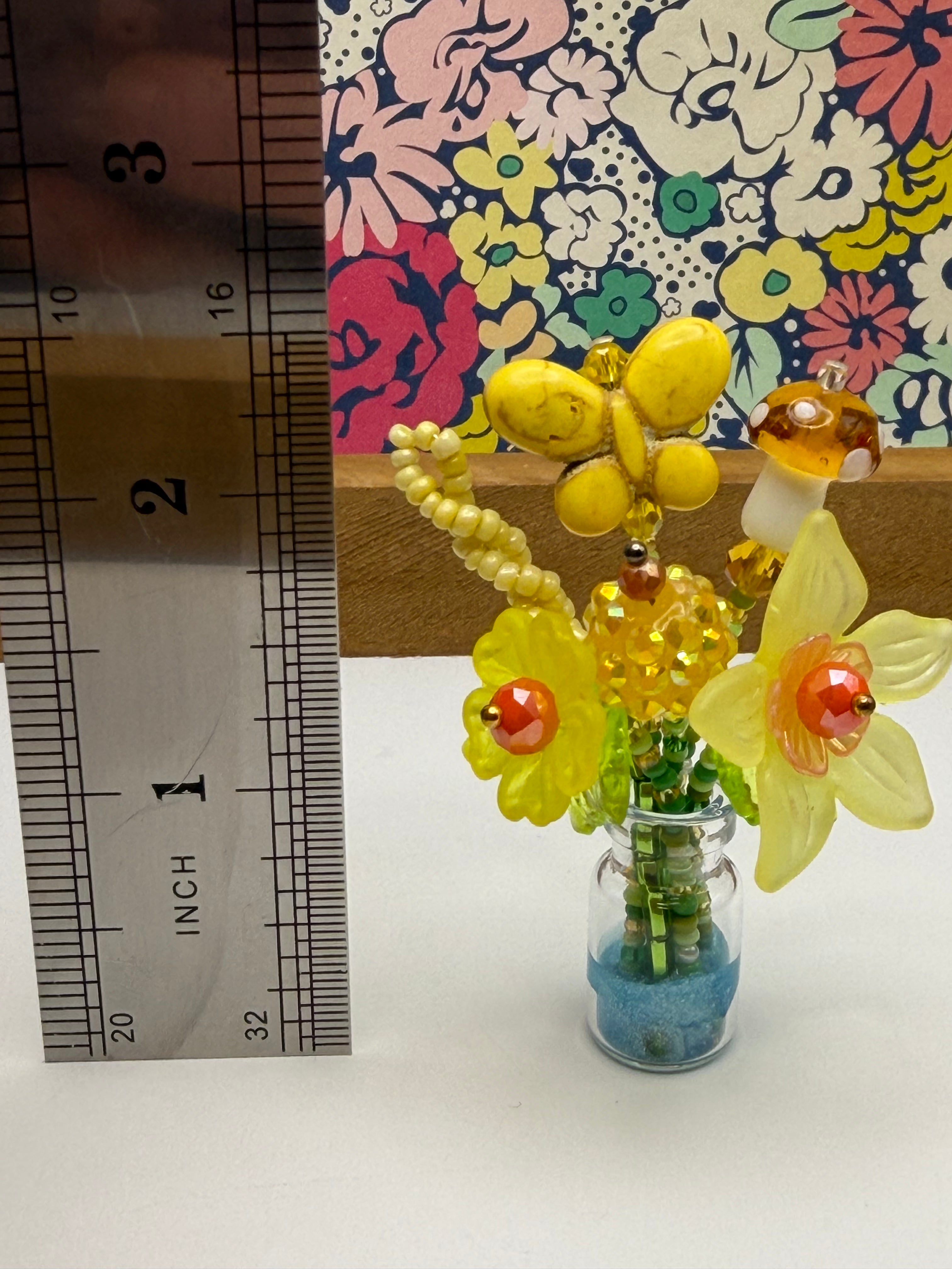 Tiny Yellow Flower Bouquet in Jar