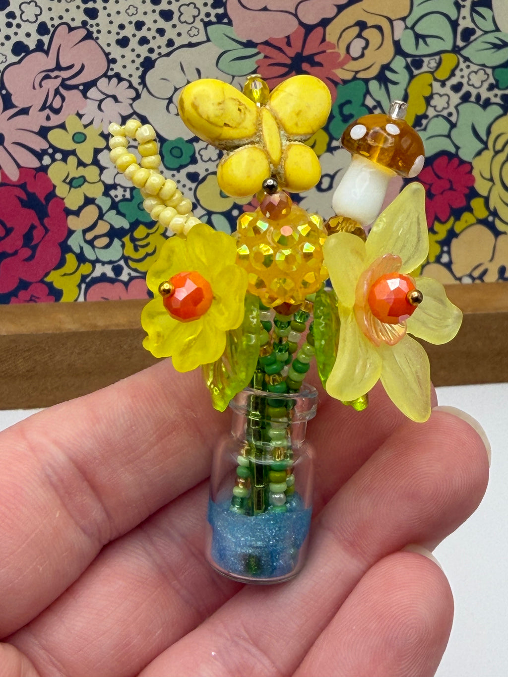 Tiny Yellow Flower Bouquet in Jar