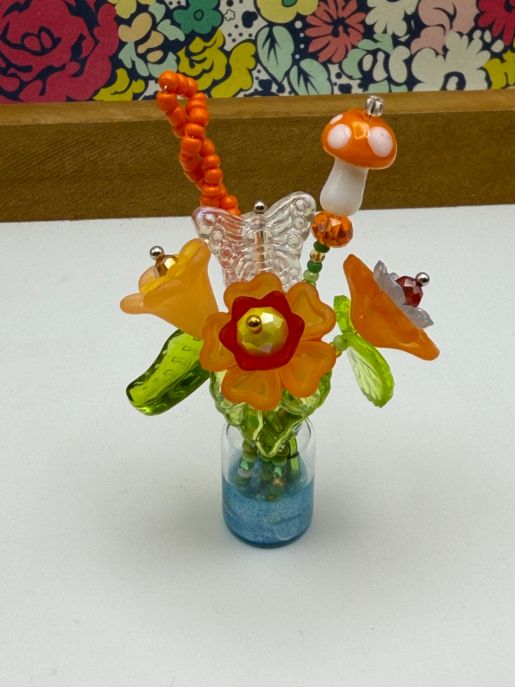 Tiny Orange Flower Bouquet in Jar