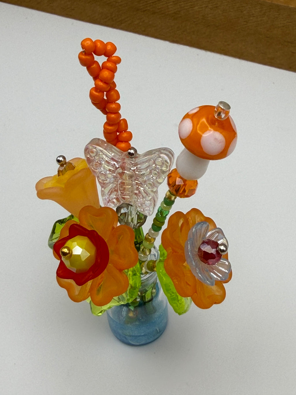 Tiny Orange Flower Bouquet in Jar