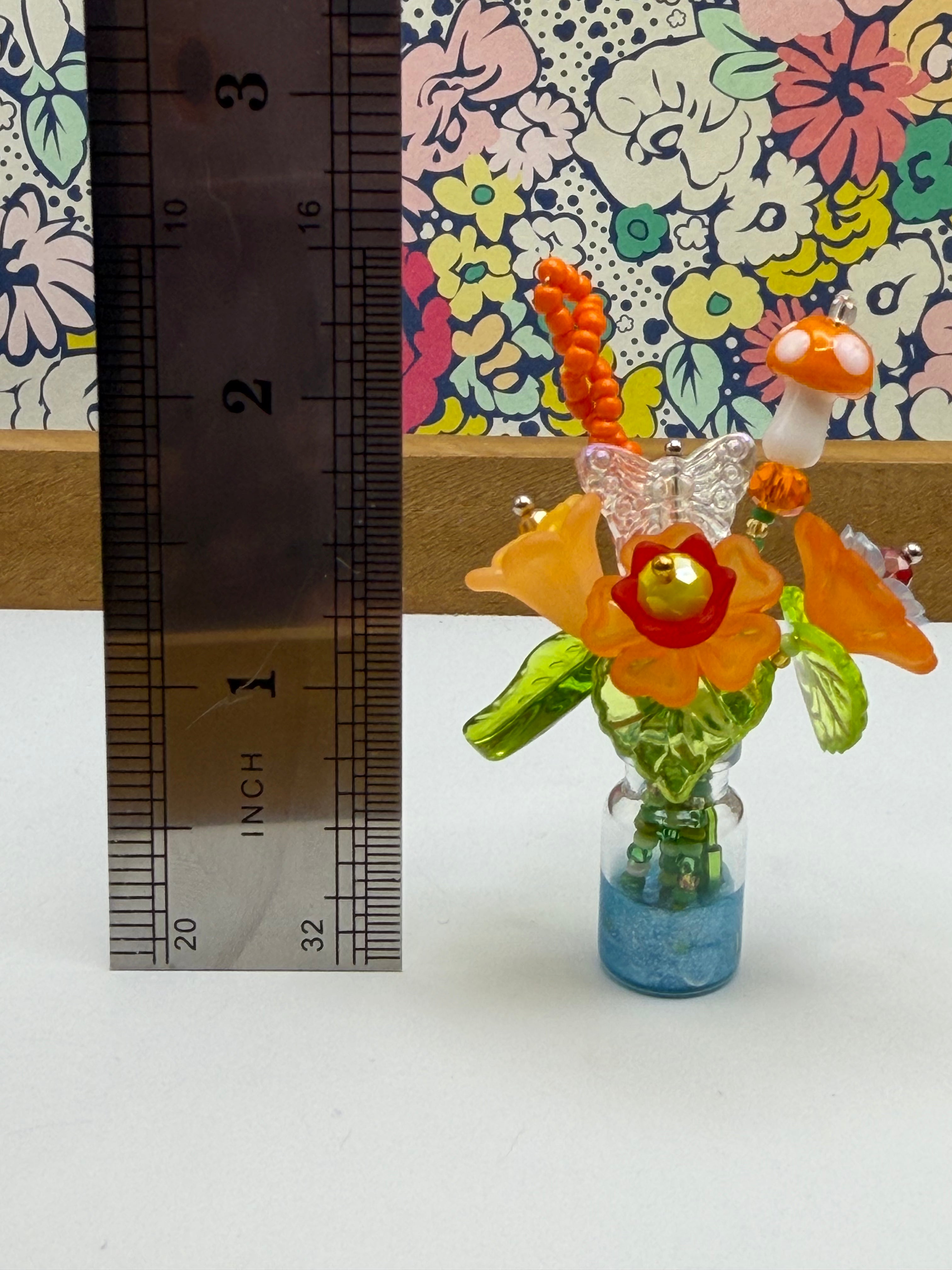 Tiny Orange Flower Bouquet in Jar