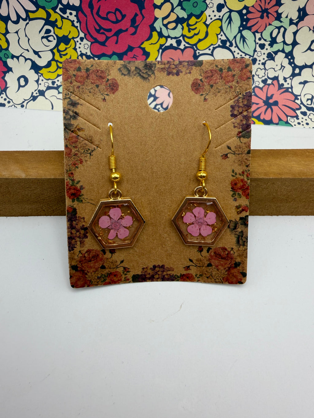 Dainty Pink Pressed Flower Earrings
