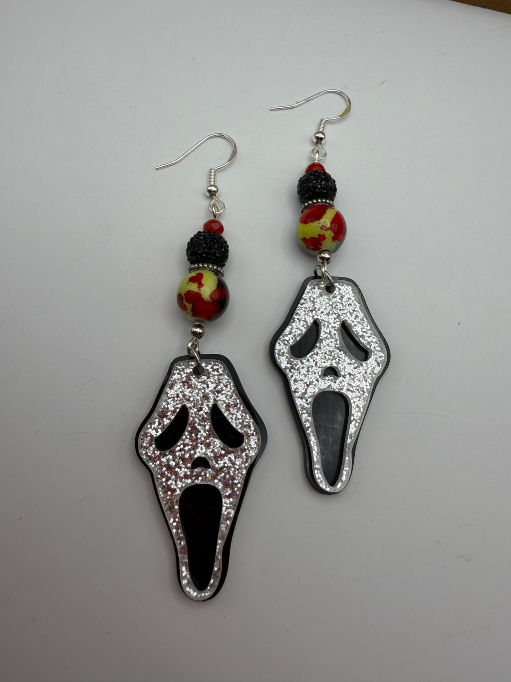 Glitter Ghost Splatter Beaded Earrings