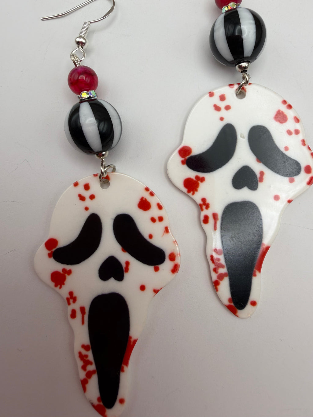 Splatter Face Ghost Beaded Earrings