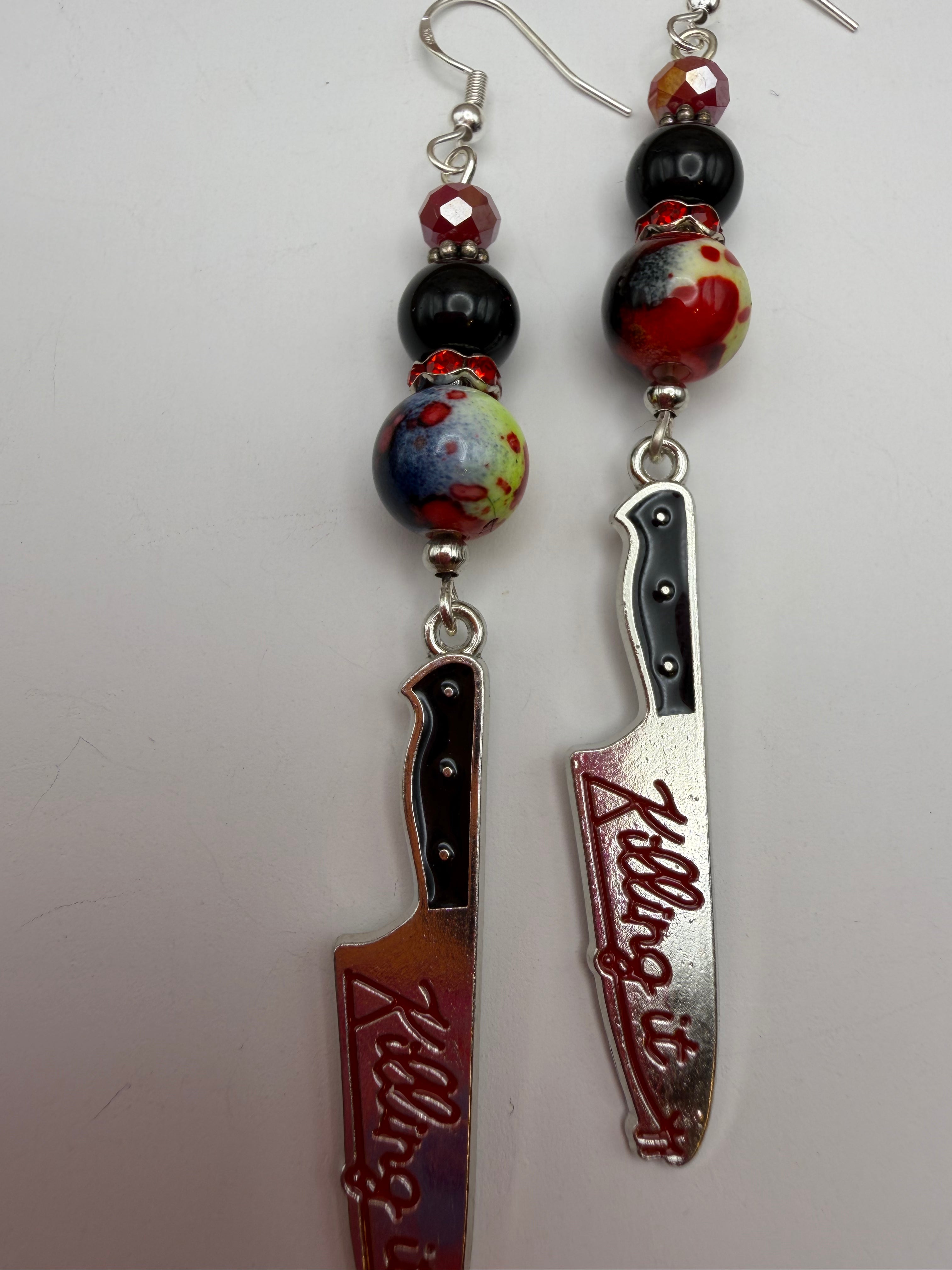 “Killing It” Hand Beaded Earrings