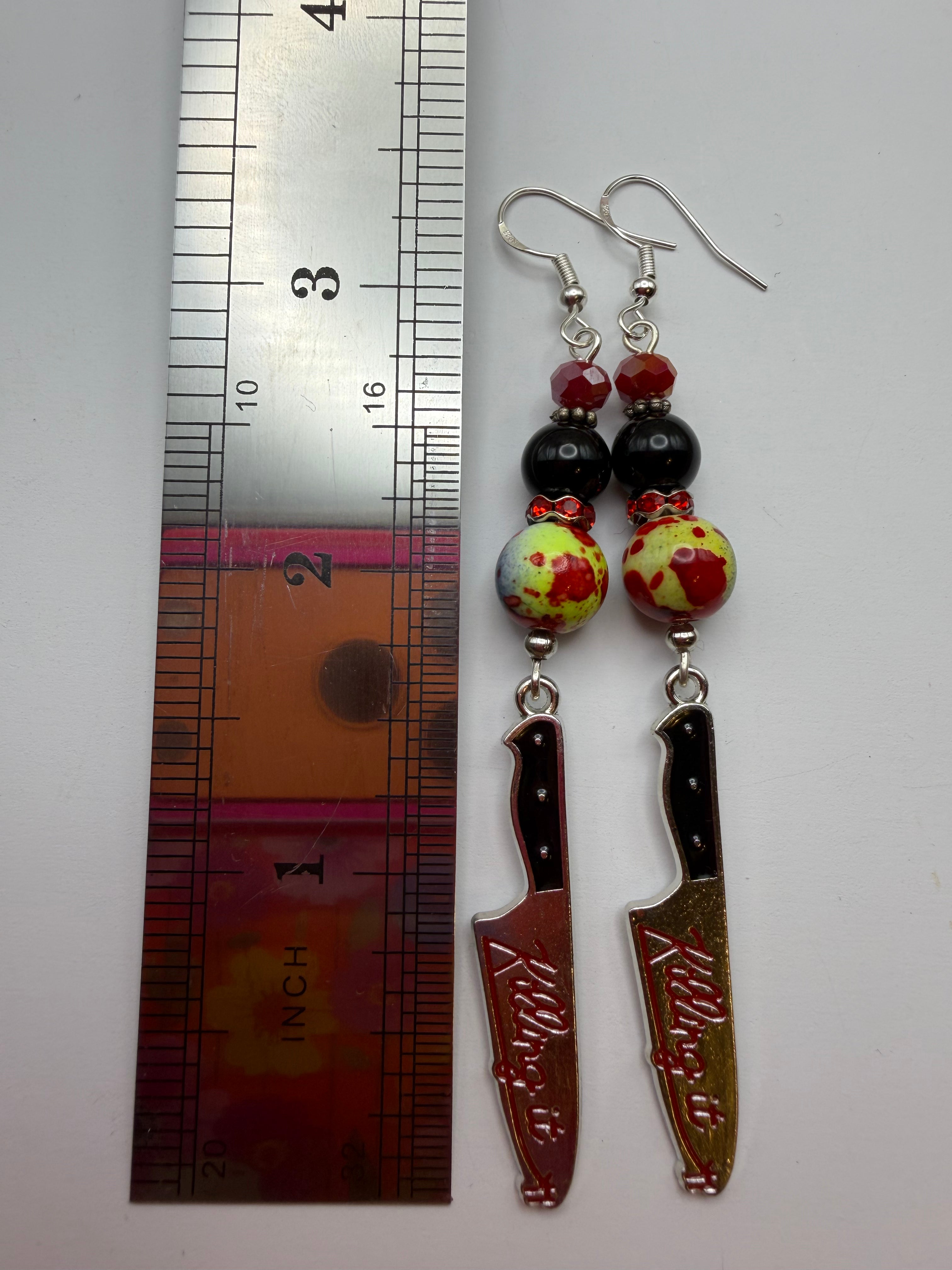 “Killing It” Hand Beaded Earrings