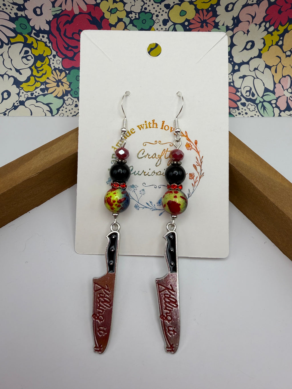 “Killing It” Hand Beaded Earrings