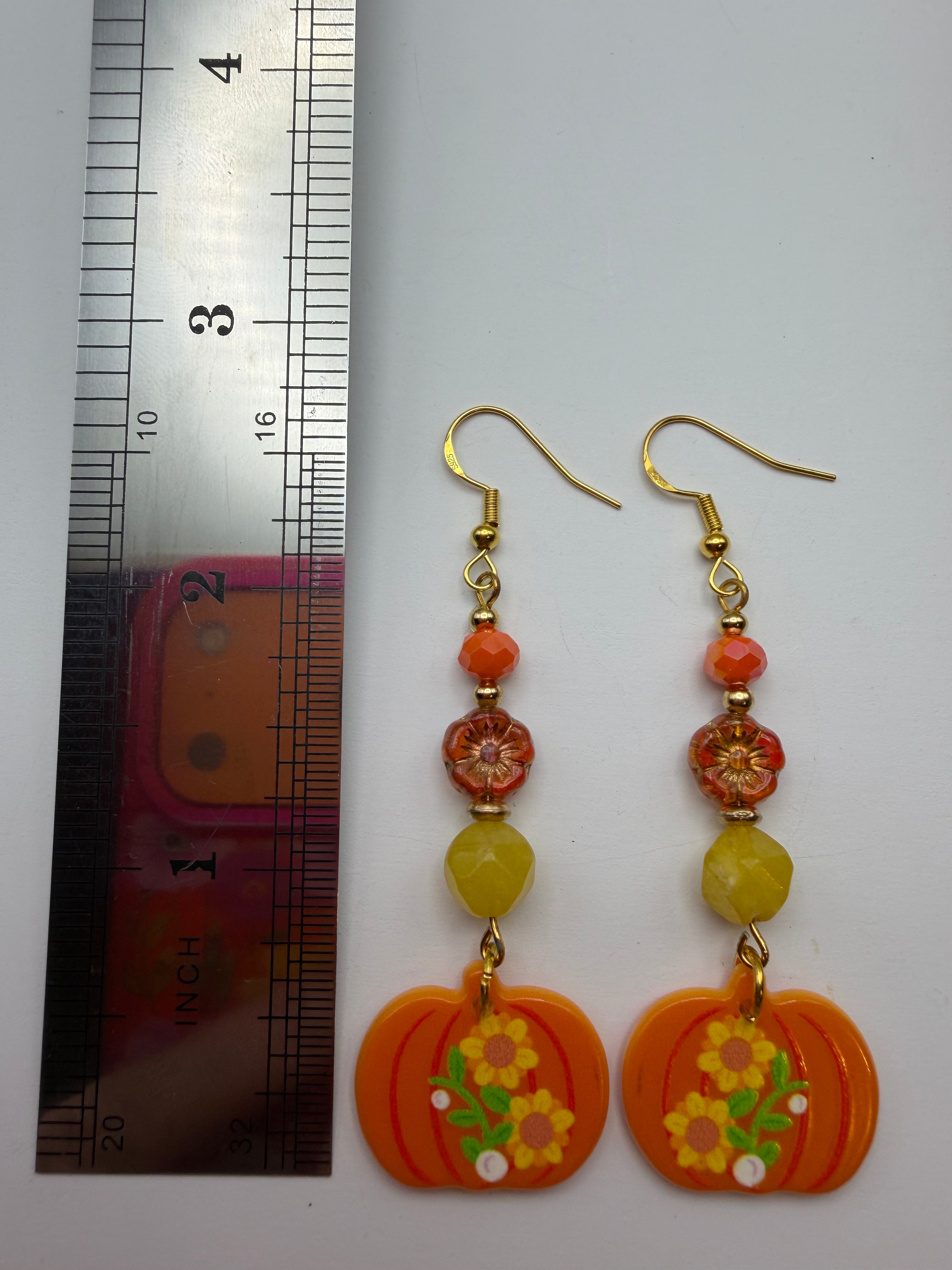 Floral Pumpkin Beaded Earrings