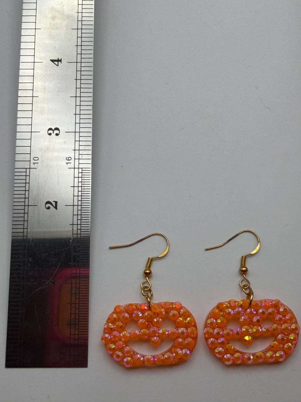 Jack-O-Lantern Bedazzled Pumpkin Earrings