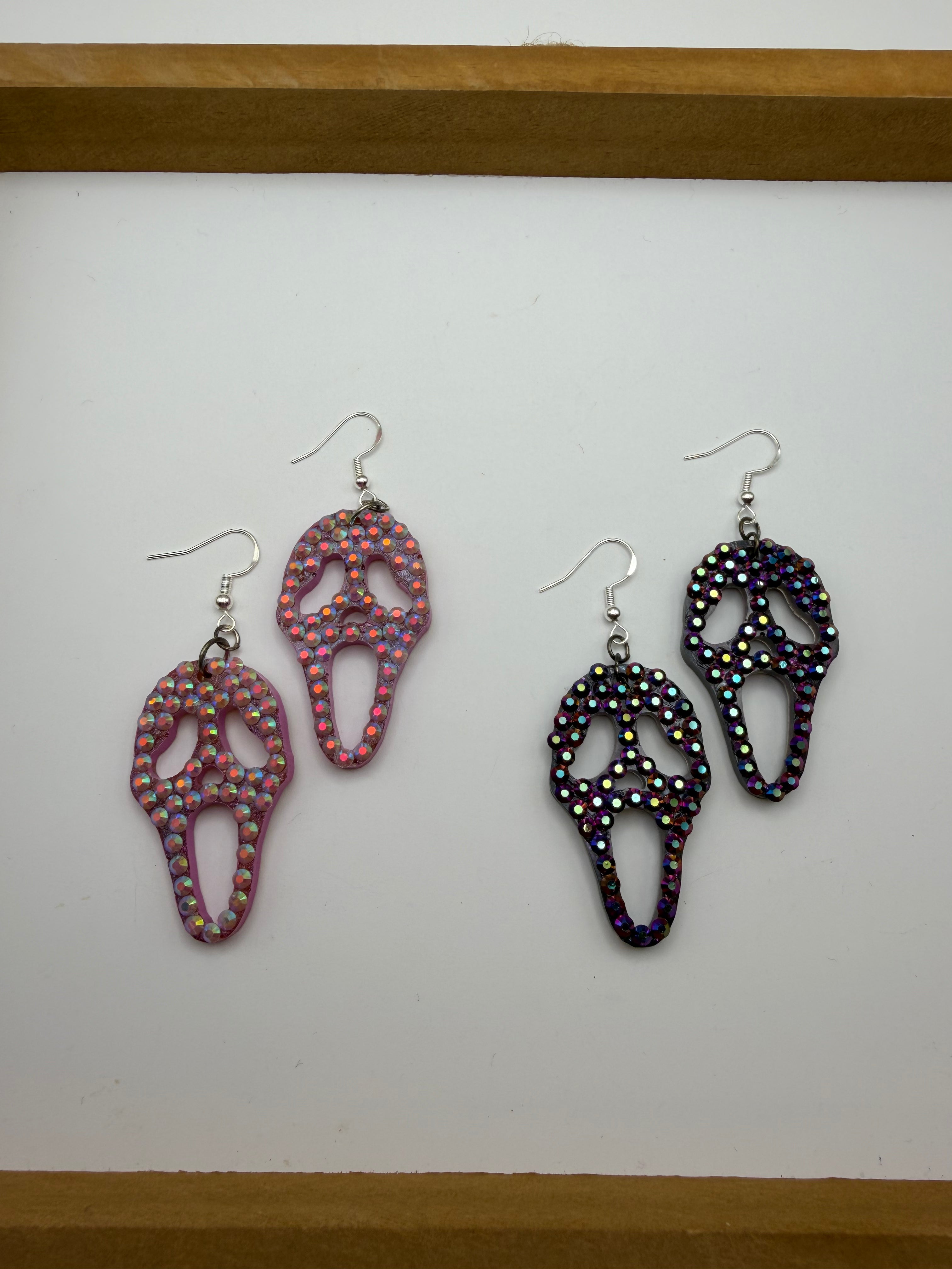 Ghost Face Bedazzled Earrings