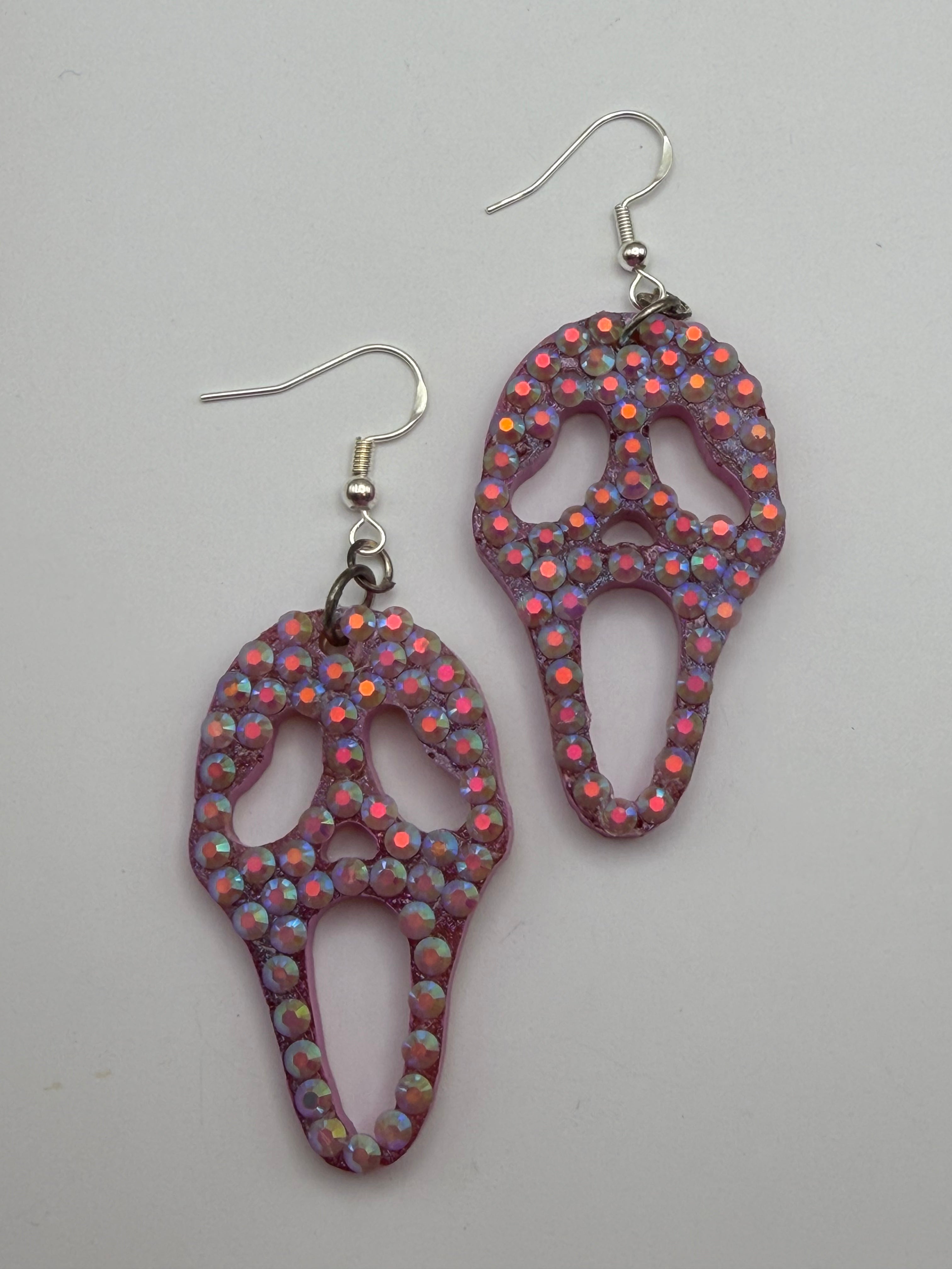 Ghost Face Bedazzled Earrings