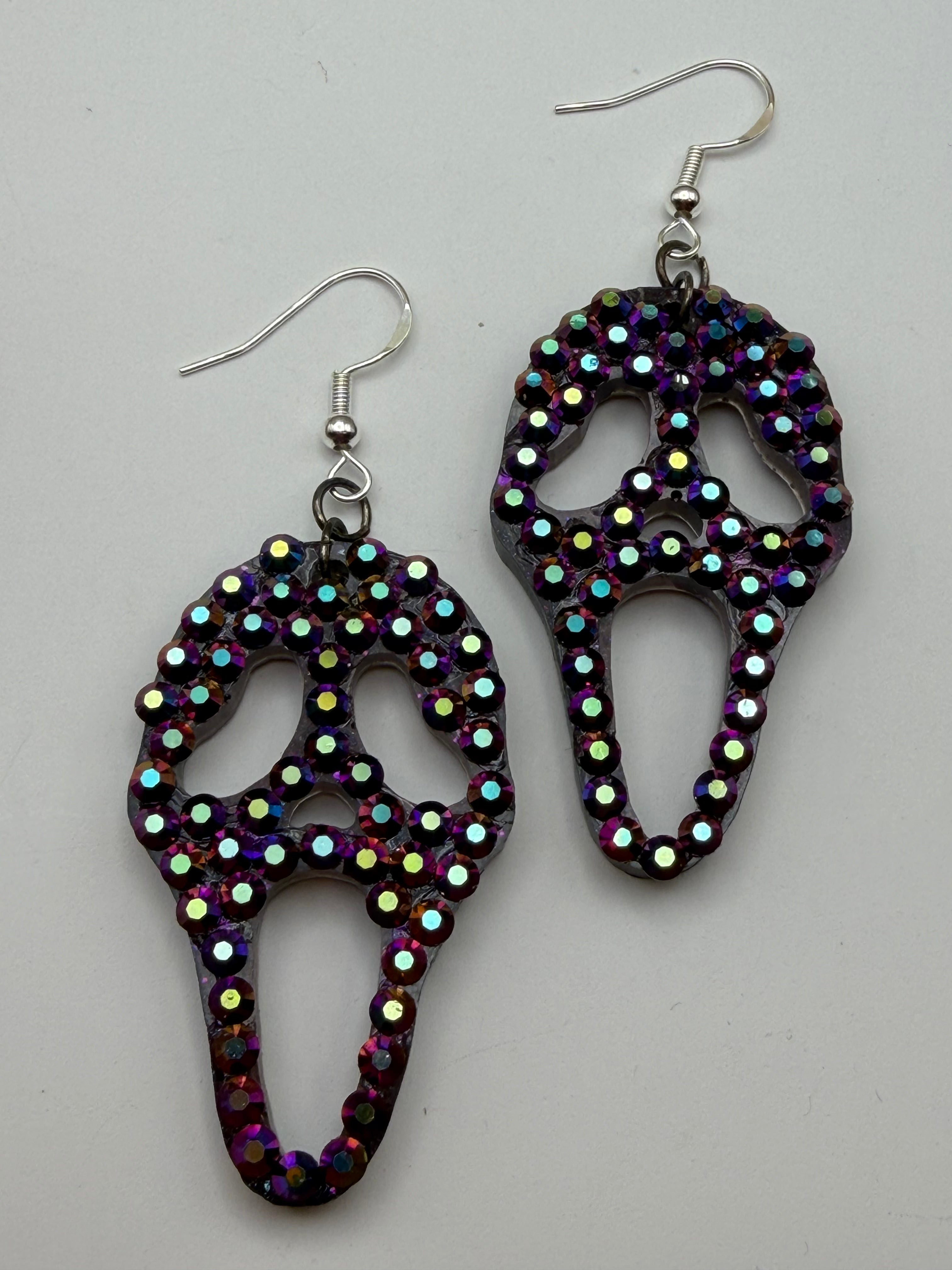 Ghost Face Bedazzled Earrings