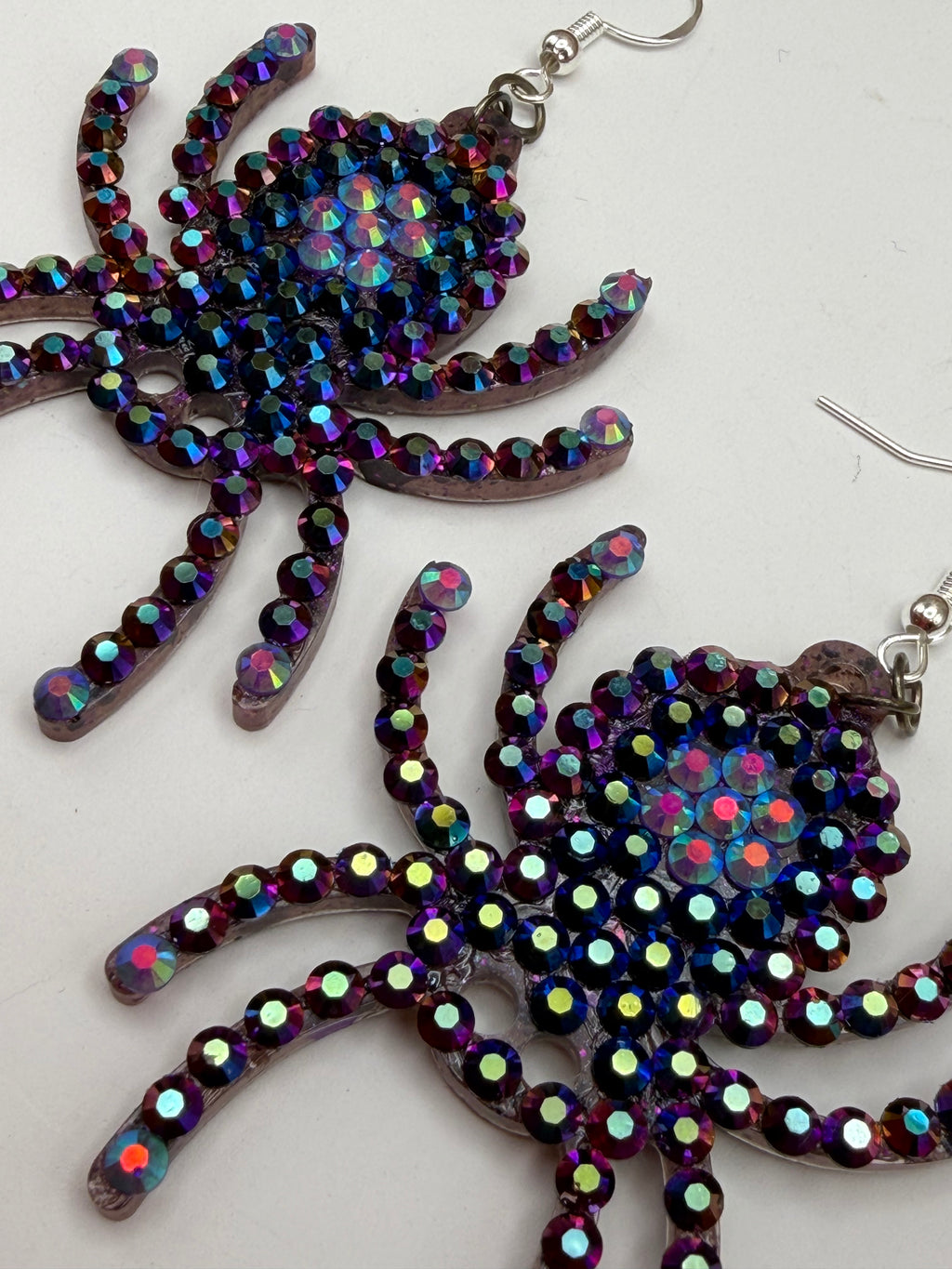Bedazzled Tricolor Spider Earrings