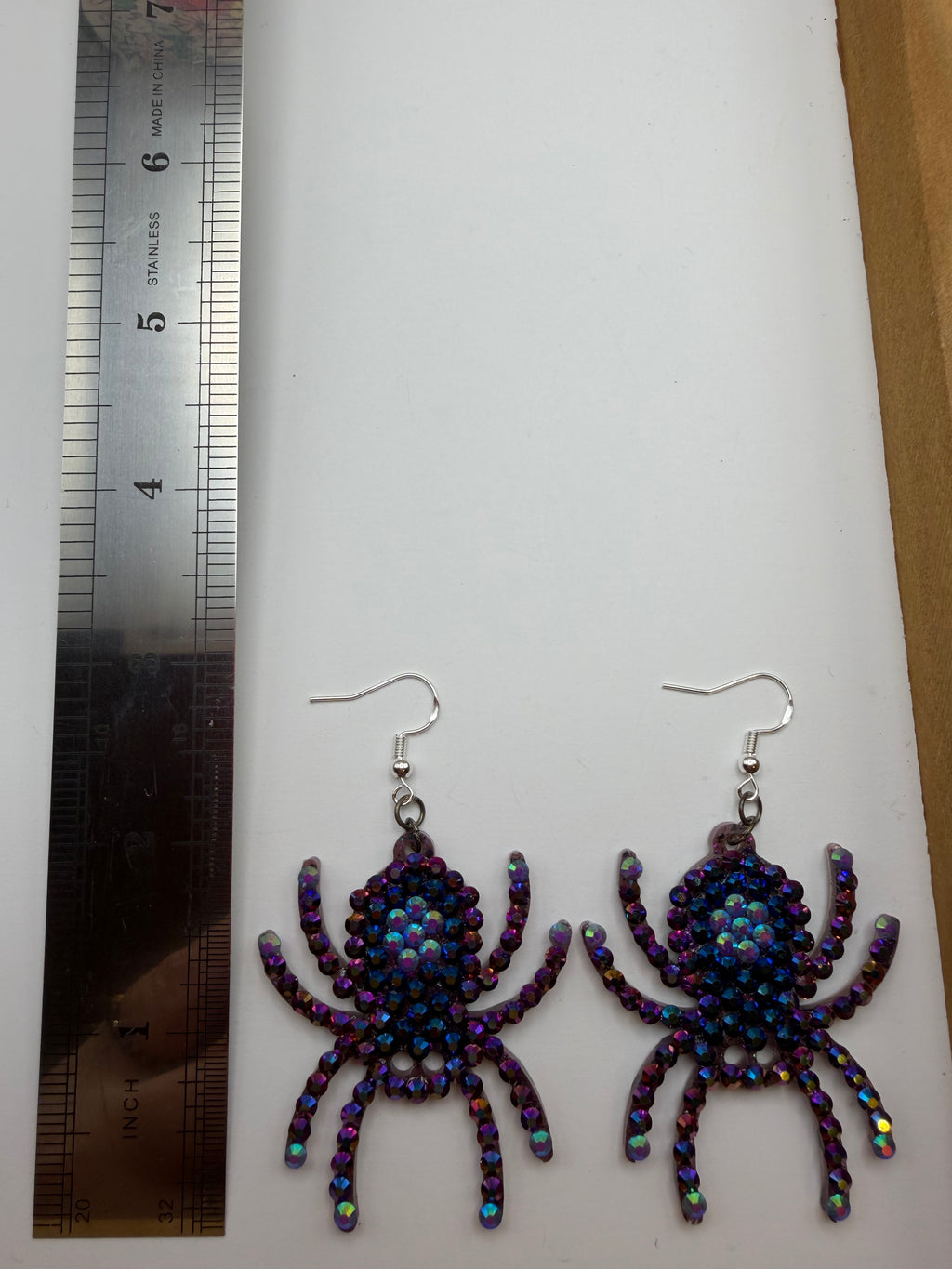 Bedazzled Tricolor Spider Earrings