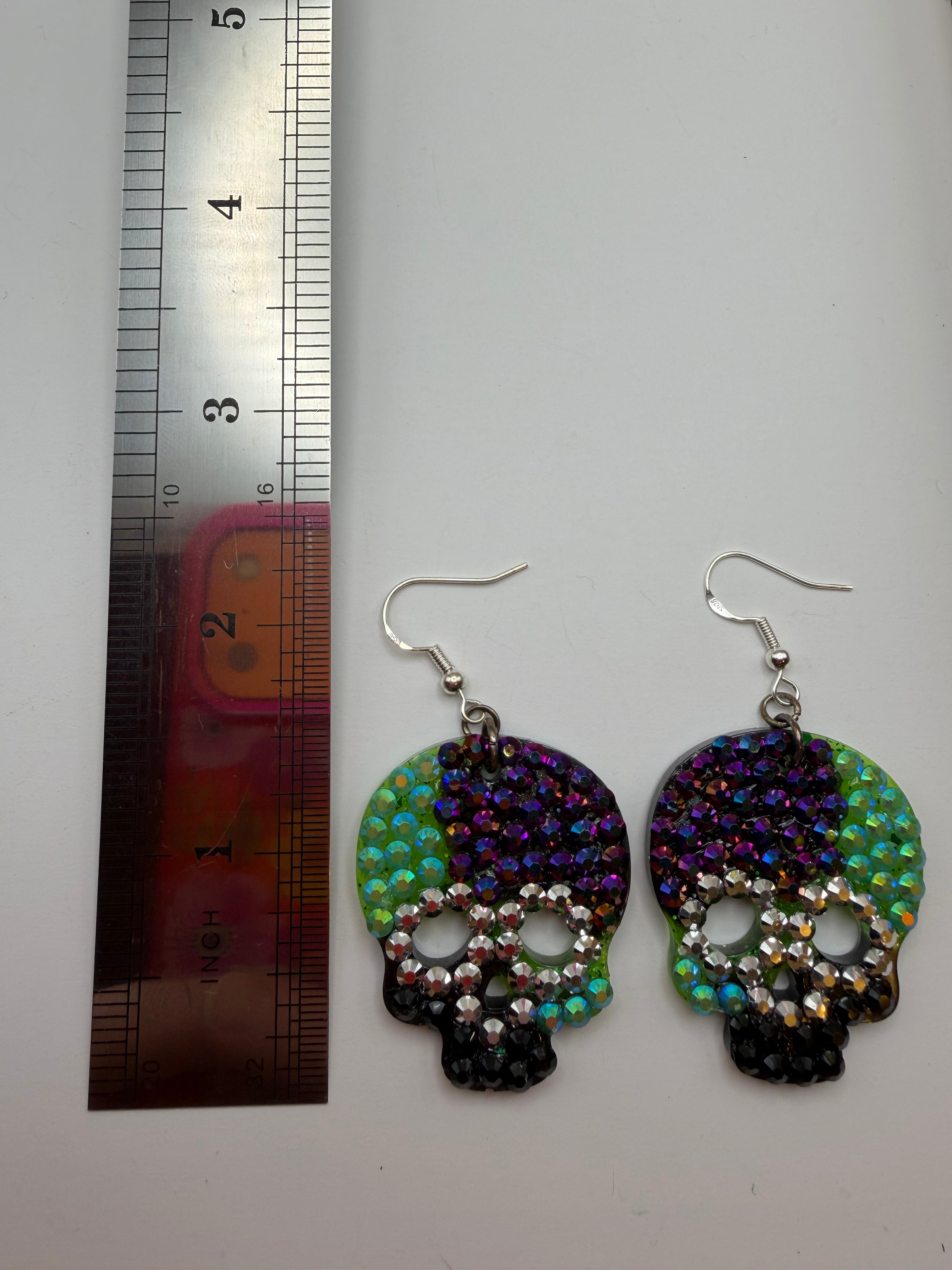 Bedazzled Skull Earrings