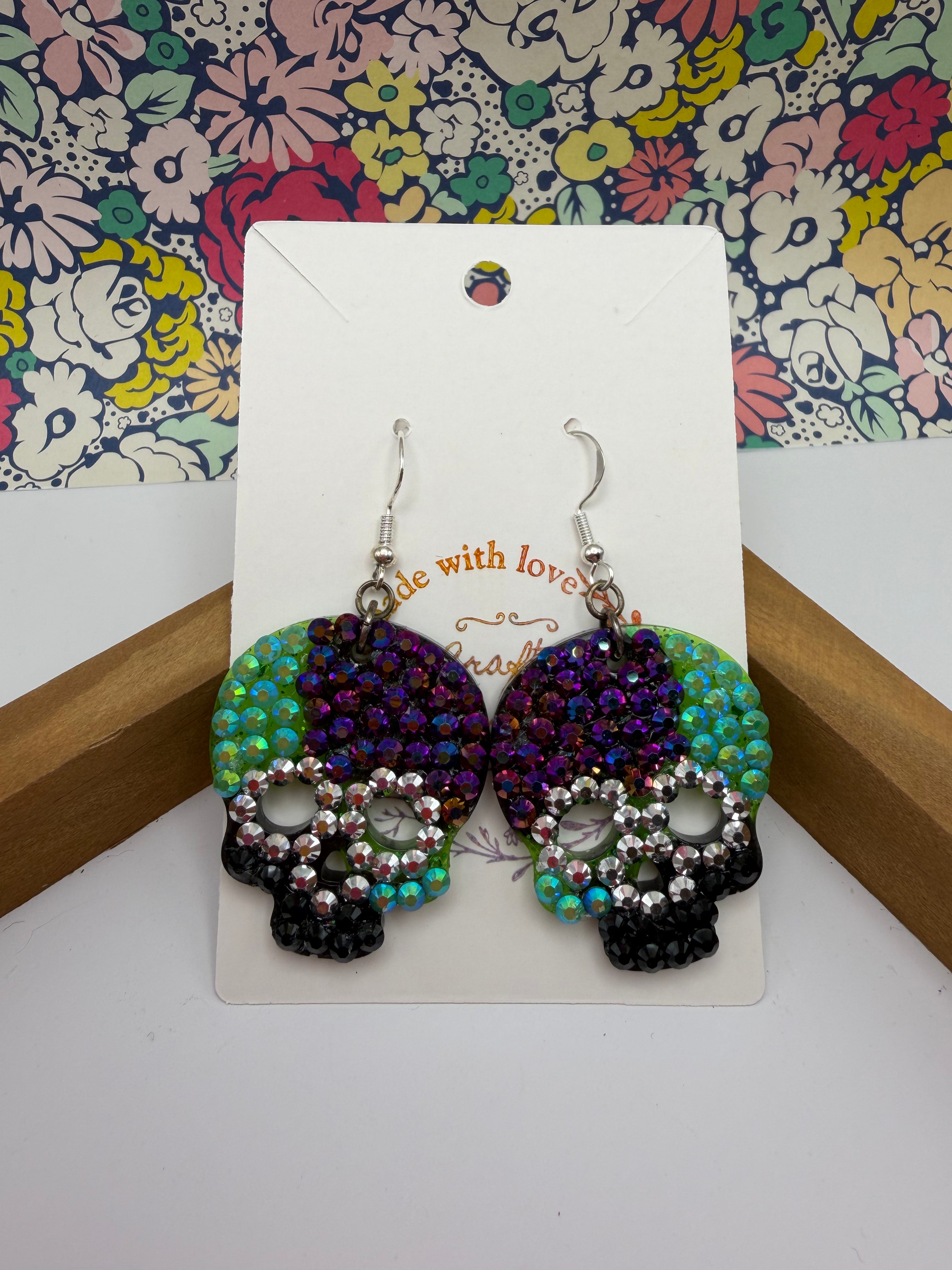 Bedazzled Skull Earrings