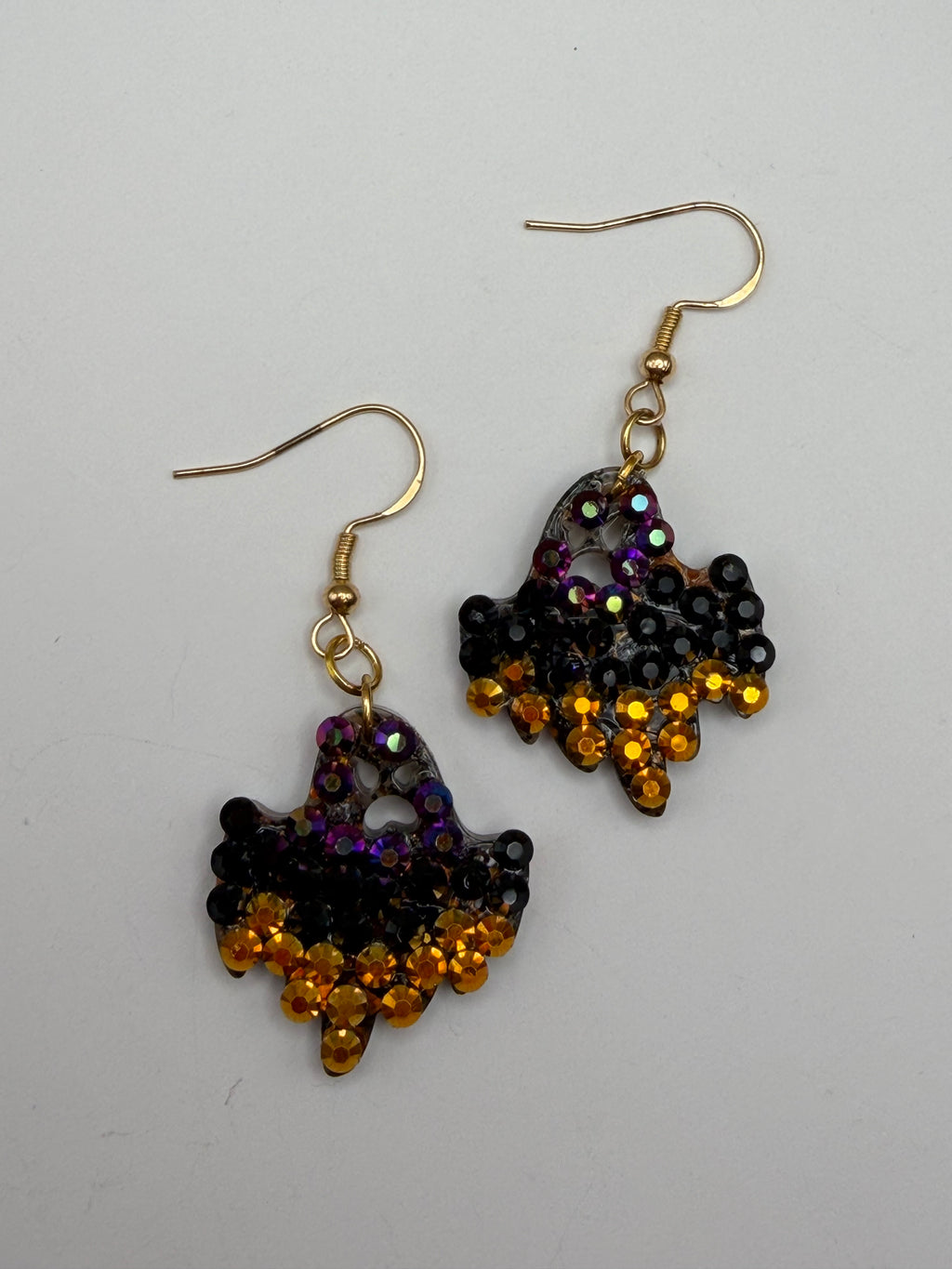 Small TriColor Ghost Bedazzled Earrings