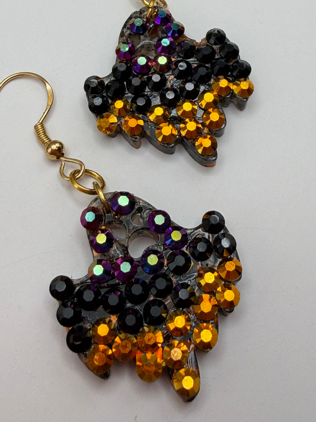 Small TriColor Ghost Bedazzled Earrings